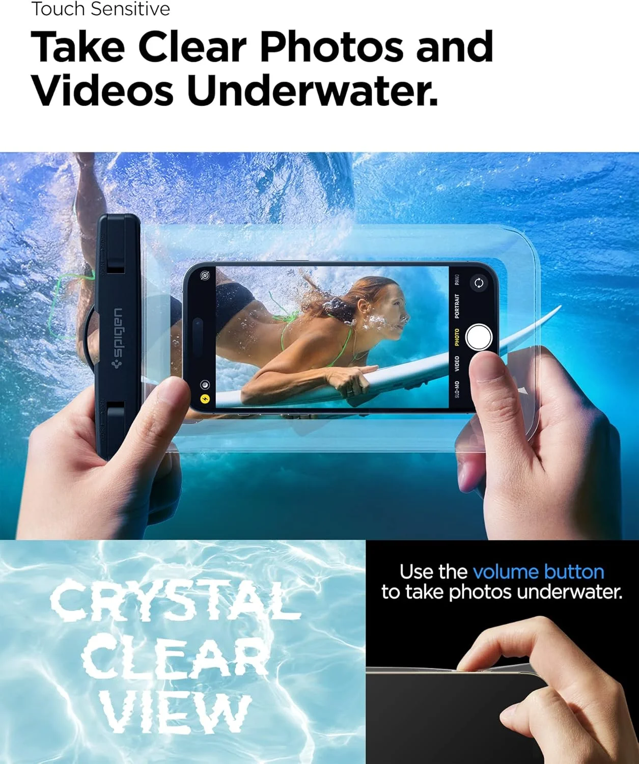 کیف ضد آب گوشی موبایل Spigen Aqua Shield تا سایز 8.2 اینچ، [خیلی بزرگ] کاور ضد آب IPX8 مناسب شنا، اسکی، برف برای آیفون 16 15 14 13 پرو مکس، سامسونگ S25 S24 Ultra، پیکسل و سایر گوشی ها - شفاف