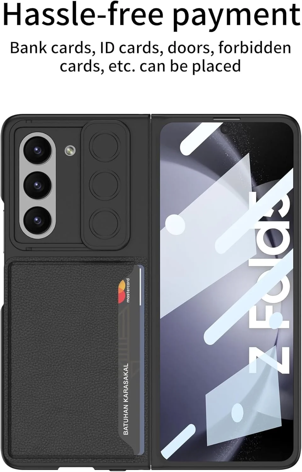 قاب گوشی TERRIFI برای گلکسی زد فولد 5 با جای کارت و پوشش کشویی دوربین و محافظ صفحه نمایش جلو، قاب باریک گوشی برای سامسونگ زد فولد 5 (مشکی) قاب گوشی TERRIFI برای گلکسی زد فولد 5 با جای کارت و پوشش کشویی دوربین و محافظ صفحه نمایش جلو، قاب باریک گوشی برای سامسونگ زد فولد 5 (مشکی)