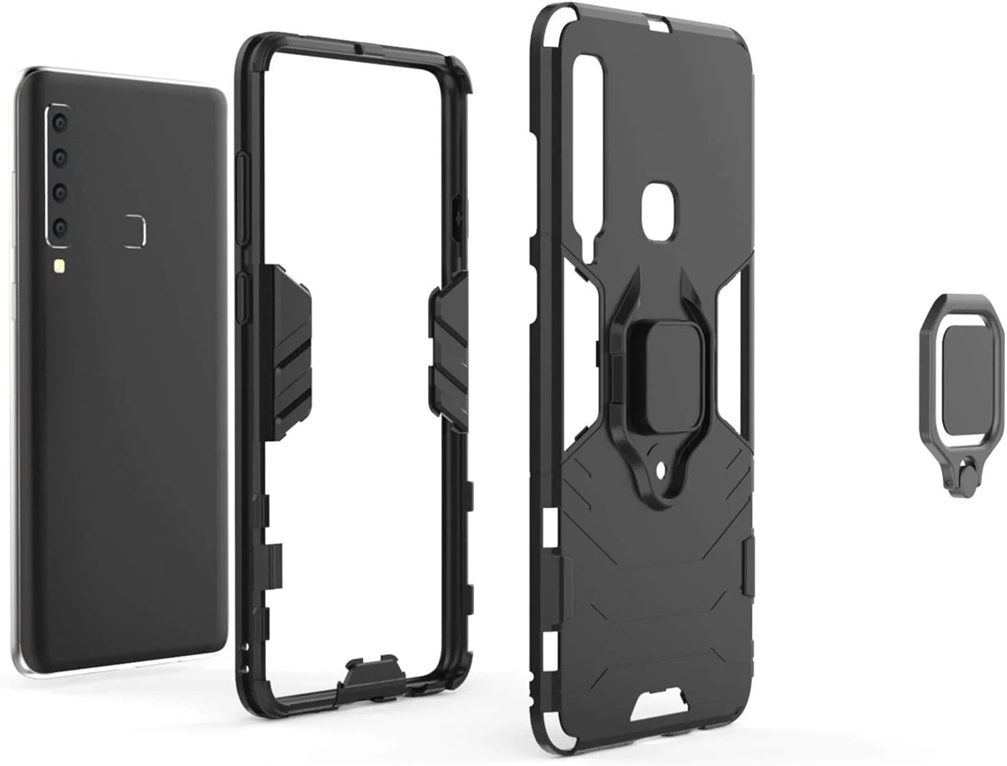 قاب محافظ گوشی موبایل میجین سازگار با گلکسی A9 (2018)، حلقه فلزی، استند، ضد ضربه، لایه سخت (سازگار با هولدر مغناطیسی خودرو)، دو لایه، مقاوم برای سامسونگ گلکسی A9 2018 (مشکی) قاب محافظ گوشی موبایل میجین سازگار با گلکسی A9 (2018)، حلقه فلزی، استند، ضد ضربه، لایه سخت (سازگار با هولدر مغناطیسی خودرو)، دو لایه، مقاوم برای سامسونگ گلکسی A9 2018 (مشکی)