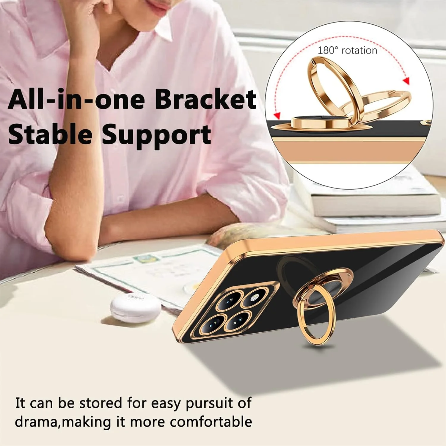 قاب سیلیکونی ضد ضربه گوشی شیائومی 14T Pro با بند و حلقه، دارای بند قابل تنظیم و استند - محافظت از تلفن