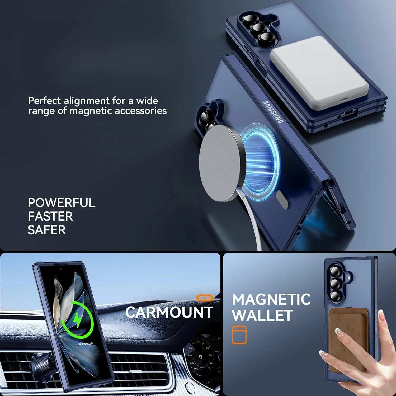 کاور گوشی سامسونگ گلکسی زد فولد 7 مدل Gruattreay، دارای Mag-Safe، کاور مات نیمه شفاف ضد اثر انگشت، کاور محافظ نازک و ضد ضربه (آبی) کاور گوشی سامسونگ گلکسی زد فولد 7 مدل Gruattreay، دارای Mag-Safe، کاور مات نیمه شفاف ضد اثر انگشت، کاور محافظ نازک و ضد ضربه (آبی)