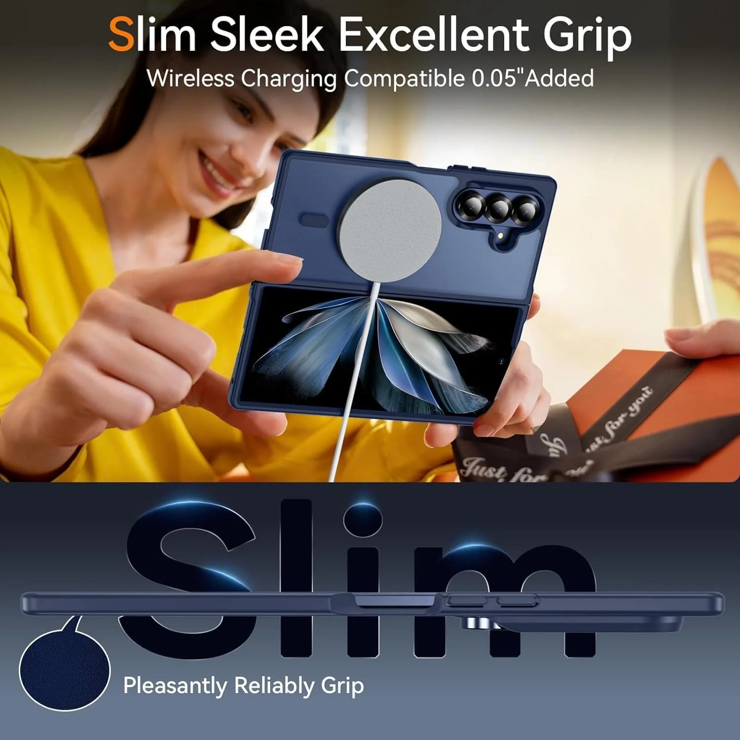 کاور گوشی سامسونگ گلکسی زد فولد 7 مدل Gruattreay، دارای Mag-Safe، کاور مات نیمه شفاف ضد اثر انگشت، کاور محافظ نازک و ضد ضربه (آبی) کاور گوشی سامسونگ گلکسی زد فولد 7 مدل Gruattreay، دارای Mag-Safe، کاور مات نیمه شفاف ضد اثر انگشت، کاور محافظ نازک و ضد ضربه (آبی)