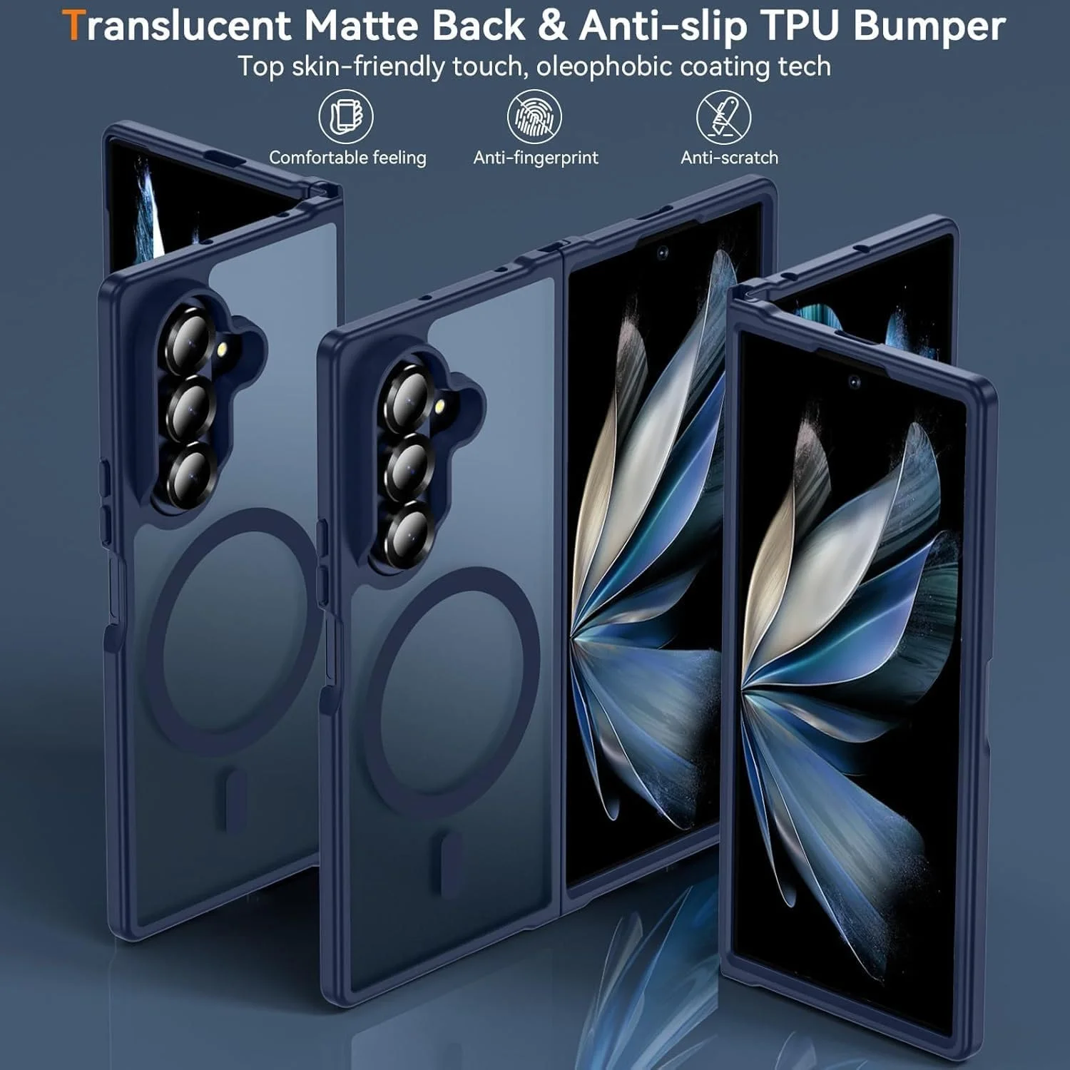 کاور گوشی سامسونگ گلکسی زد فولد 7 مدل Gruattreay، دارای Mag-Safe، کاور مات نیمه شفاف ضد اثر انگشت، کاور محافظ نازک و ضد ضربه (آبی) کاور گوشی سامسونگ گلکسی زد فولد 7 مدل Gruattreay، دارای Mag-Safe، کاور مات نیمه شفاف ضد اثر انگشت، کاور محافظ نازک و ضد ضربه (آبی)