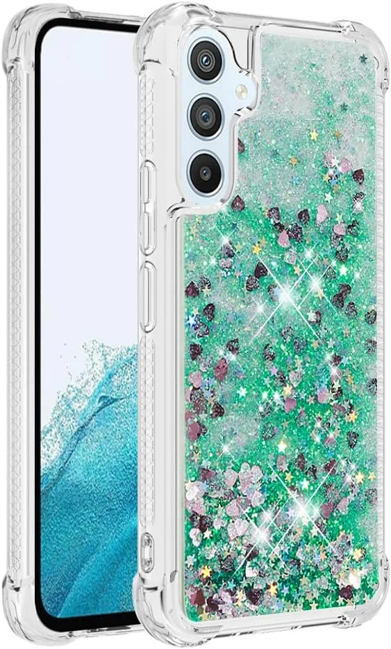 کاور محافظ ضد ضربه گوشی سامسونگ گلکسی A54 5G با شن روان مایع و اکلیل و قلب های شناور، پوشش دو لایه TPU تقویت شده 4 گوشه، محافظ ایمن گوشی (سبز) کاور محافظ ضد ضربه گوشی سامسونگ گلکسی A54 5G با شن روان مایع و اکلیل و قلب های شناور، پوشش دو لایه TPU تقویت شده 4 گوشه، محافظ ایمن گوشی (سبز)