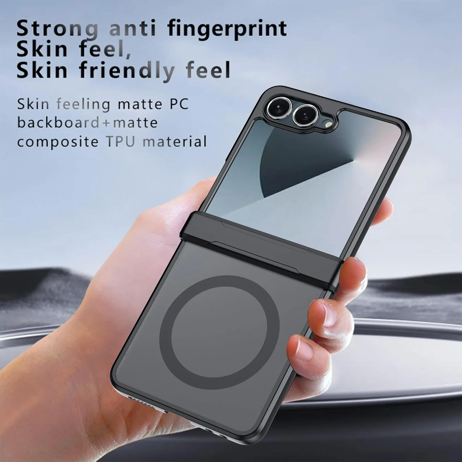 قاب مات گوشی موبایل برای سامسونگ گلکسی زد فلیپ 7 با محافظت از محور مرکزی، قاب پشتی مغناطیسی ضد ضربه و نازک، پوشش محافظ نیمه شفاف برای گلکسی زد فلیپ 7 - مشکی مات قاب مات گوشی موبایل برای سامسونگ گلکسی زد فلیپ 7 با محافظت از محور مرکزی، قاب پشتی مغناطیسی ضد ضربه و نازک، پوشش محافظ نیمه شفاف برای گلکسی زد فلیپ 7 - مشکی مات