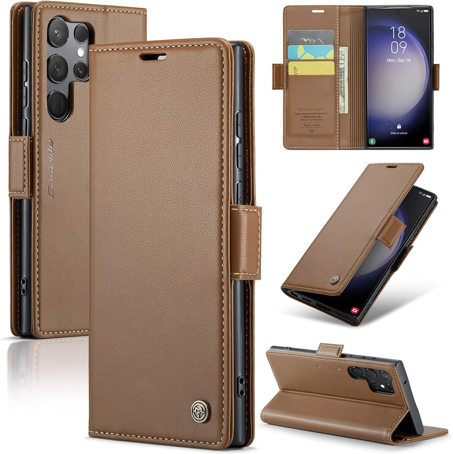 کیف پول چرمی EVCASOY برای گوشی سامسونگ گلکسی S25 Ultra، دارای جای کارت، استند تاشو، قفل مغناطیسی، مقاوم در برابر ضربه، مدل Flip Folio، قهوه ای کیف پول چرمی EVCASOY برای گوشی سامسونگ گلکسی S25 Ultra، دارای جای کارت، استند تاشو، قفل مغناطیسی، مقاوم در برابر ضربه، مدل Flip Folio، قهوه ای
