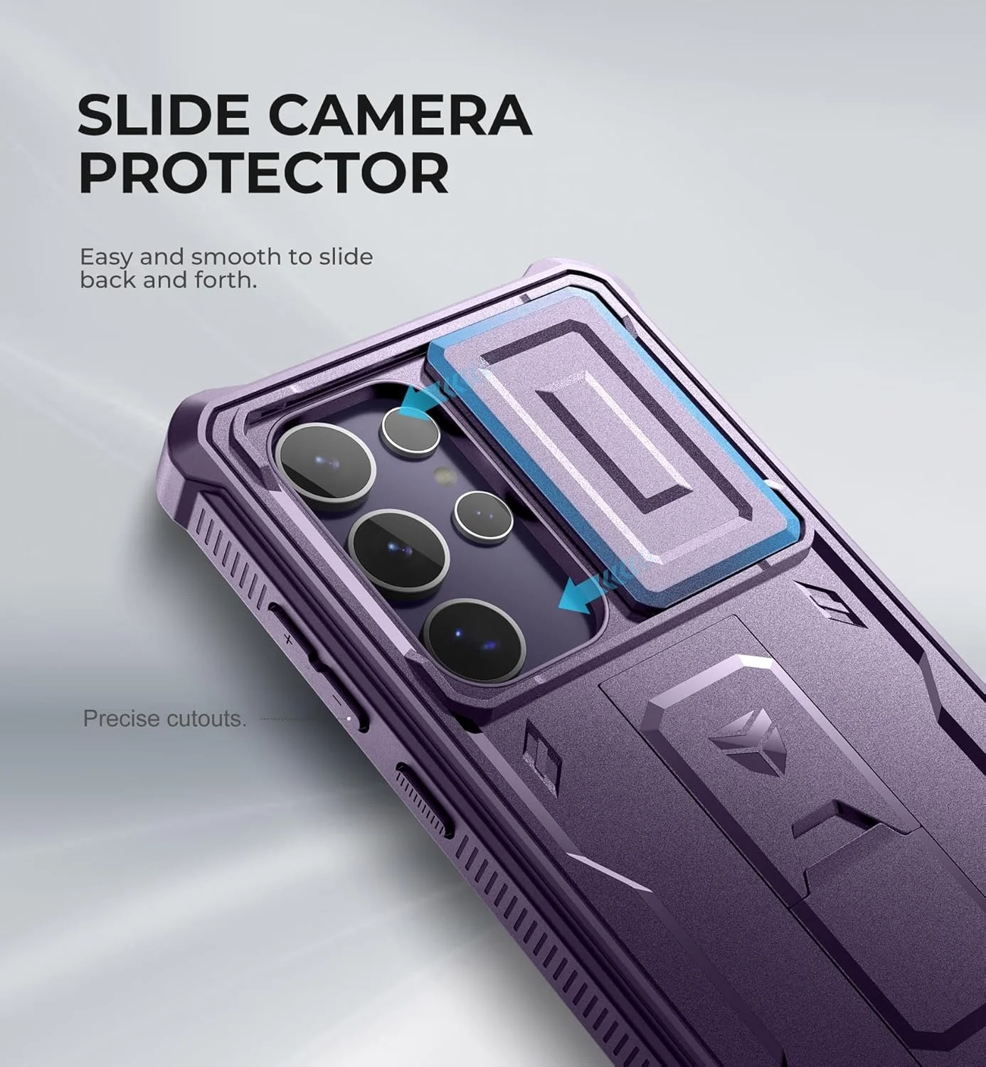 محافظ ضد ضربه Dexnor برای گوشی سامسونگ گلکسی S24 Ultra با پوشش کشویی دوربین، محافظ صفحه نمایش و پایه نگهدارنده، محافظت کامل از بدنه، رنگ بنفش شبح محافظ ضد ضربه Dexnor برای گوشی سامسونگ گلکسی S24 Ultra با پوشش کشویی دوربین، محافظ صفحه نمایش و پایه نگهدارنده، محافظت کامل از بدنه، رنگ بنفش شبح