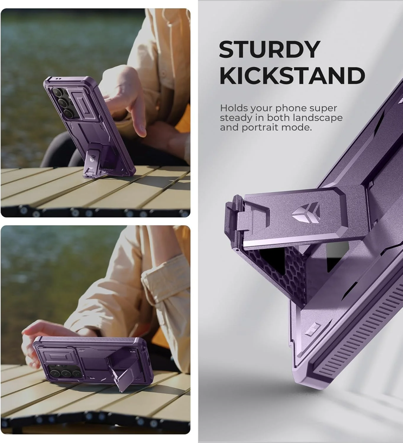 محافظ ضد ضربه Dexnor برای گوشی سامسونگ گلکسی S24 Ultra با پوشش کشویی دوربین، محافظ صفحه نمایش و پایه نگهدارنده، محافظت کامل از بدنه، رنگ بنفش شبح محافظ ضد ضربه Dexnor برای گوشی سامسونگ گلکسی S24 Ultra با پوشش کشویی دوربین، محافظ صفحه نمایش و پایه نگهدارنده، محافظت کامل از بدنه، رنگ بنفش شبح