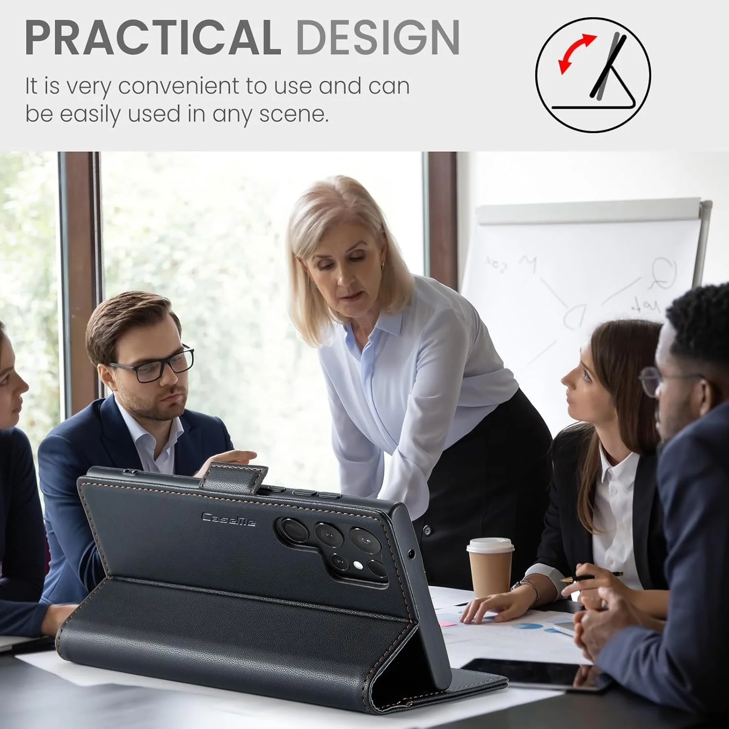 کیف پول چرمی EVCASOY برای گوشی سامسونگ گلکسی S25 Ultra، دارای جای کارت، استند تاشو، قفل مغناطیسی، مقاوم در برابر ضربه، مدل Flip Folio، قهوه ای