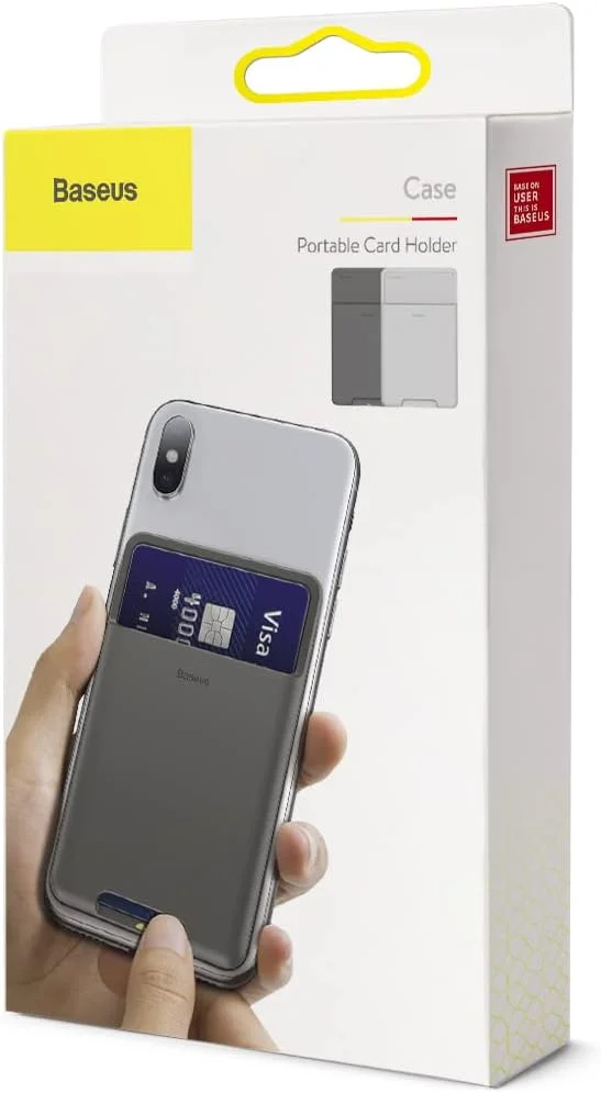 جاکارتی موبایل Baseus، استیکر سیلیکونی کیف پول کارت موبایل سازگار با آیفون 15 پرو مکس، سامسونگ S23 Ultra و تمام تلفن های هوشمند - خاکستری تیره