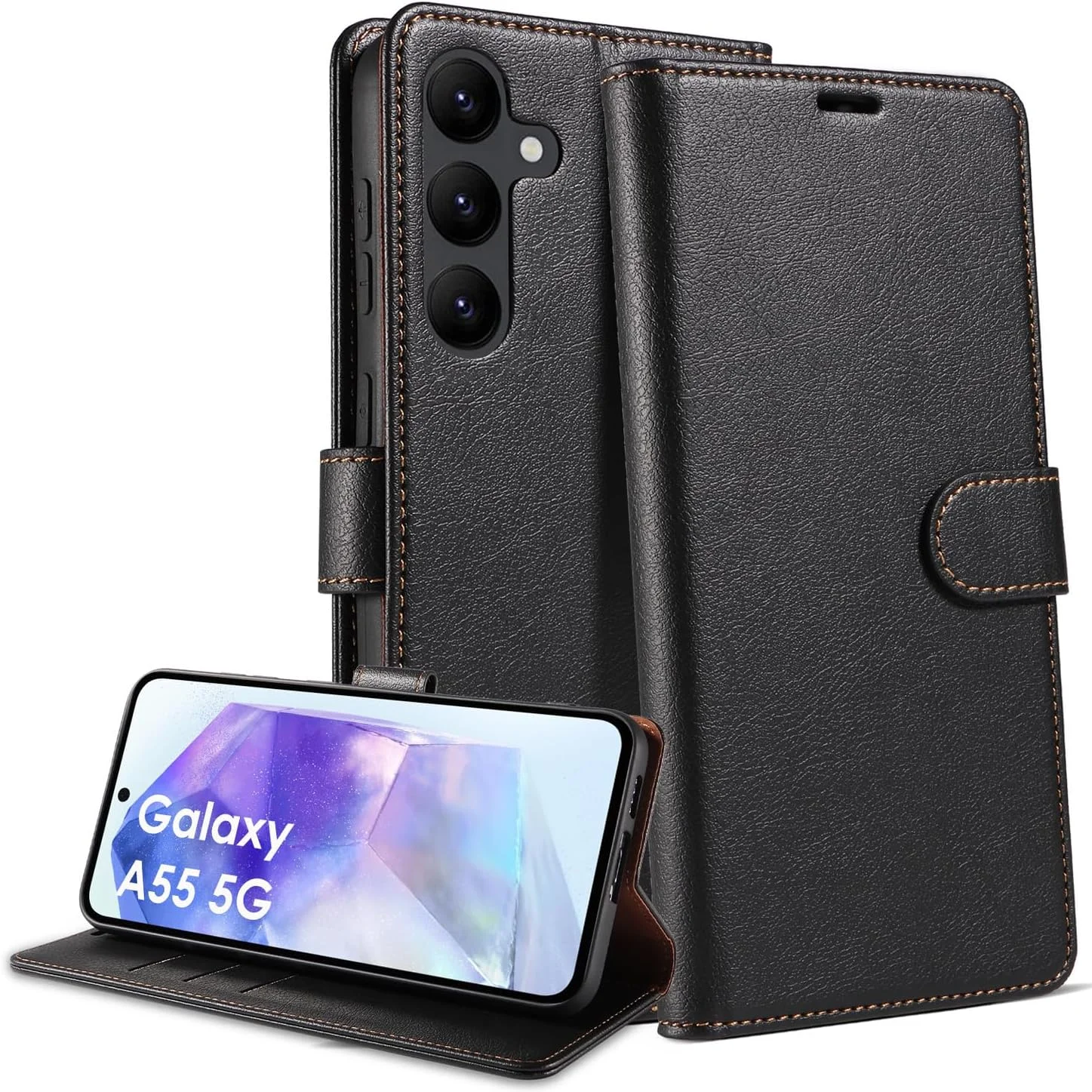 کیف کاور چرمی تاشو Kazineer برای گوشی سامسونگ گلکسی A55 5G، دارای محافظت RFID (مشکی) کیف کاور چرمی تاشو Kazineer برای گوشی سامسونگ گلکسی A55 5G، دارای محافظت RFID (مشکی)