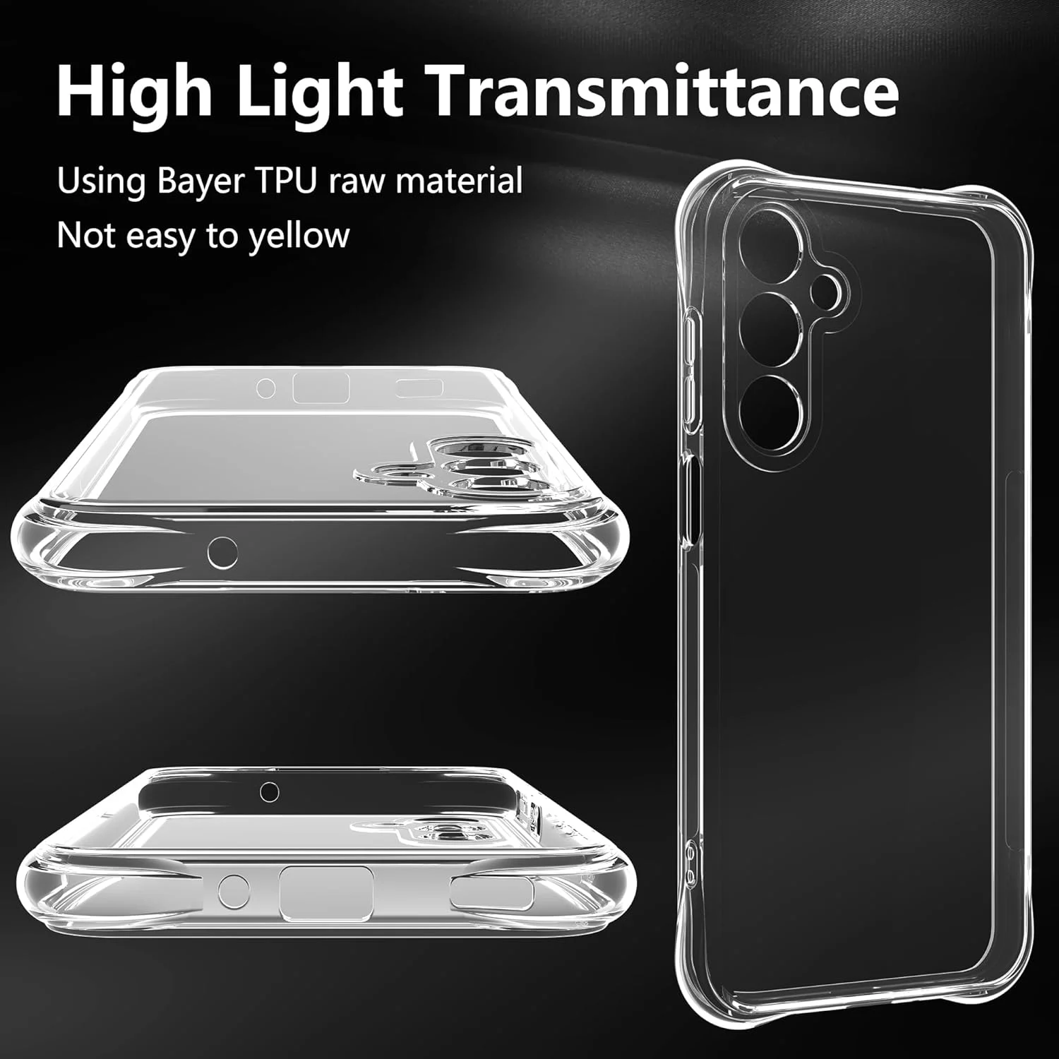 قاب محافظ سیلیکونی نرم و مایع برای گوشی سامسونگ گلکسی M35 5G، محافظت از دوربین، پوشش شفاف TPU