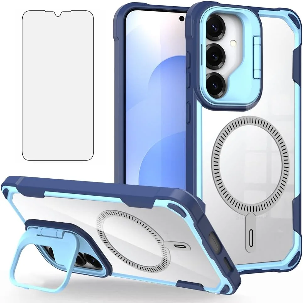کاور گوشی آسویش برای سامسونگ گلکسی S24 پلاس S24+ 5G با محافظ صفحه نمایش و پایه نگهدارنده دوربین، کاور مغناطیسی باریک محافظ موبایل، لوازم جانبی گوشی S24plus 24S + S 24 24+ آبی مناسب بانوان و آقایان کاور گوشی آسویش برای سامسونگ گلکسی S24 پلاس S24+ 5G با محافظ صفحه نمایش و پایه نگهدارنده دوربین، کاور مغناطیسی باریک محافظ موبایل، لوازم جانبی گوشی S24plus 24S + S 24 24+ آبی مناسب بانوان و آقایان