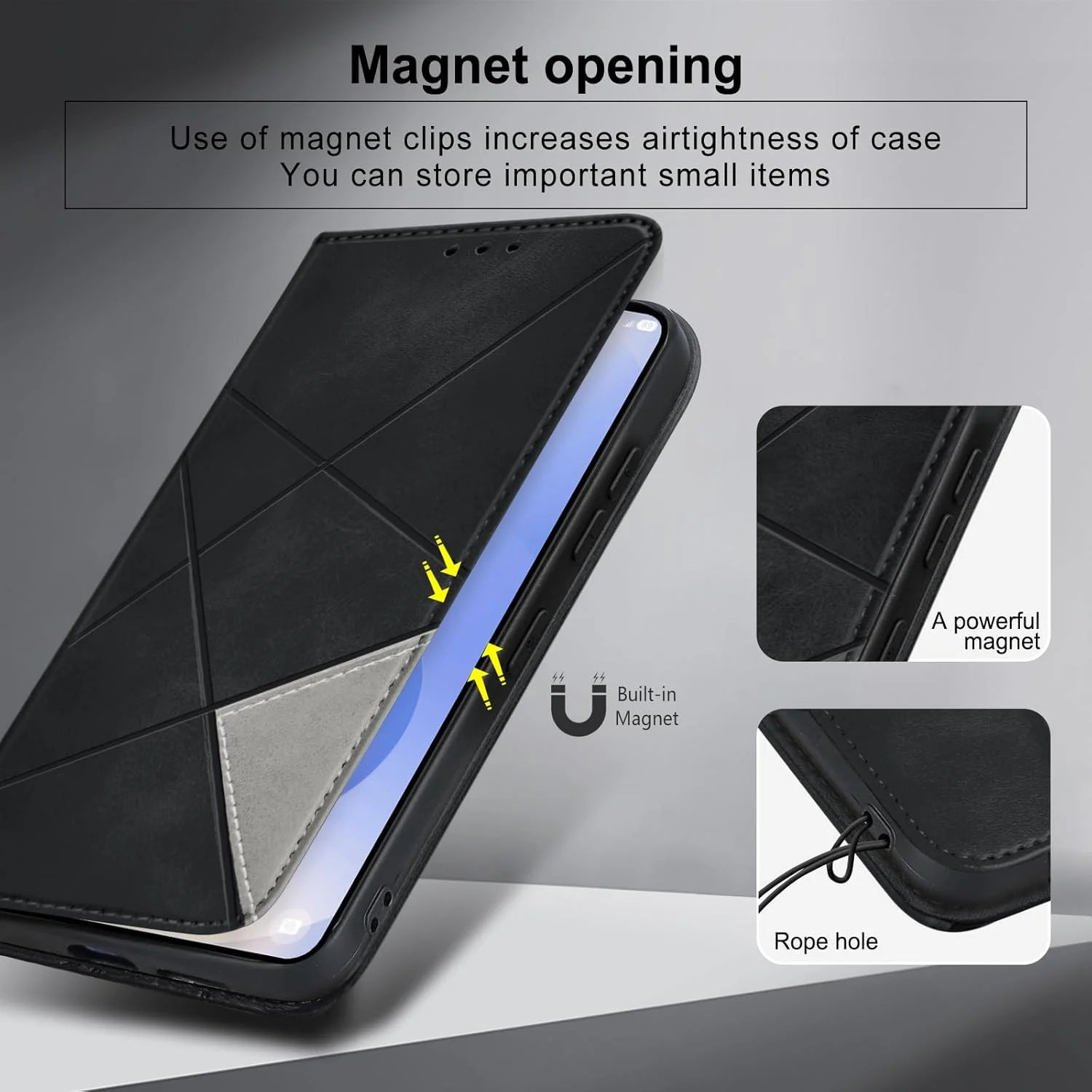 کیف پول چرمی پریمیوم گوشی سامسونگ گلکسی S25، دارای 2 جای کارت، پوشش ضد ضربه تاشو با پایه نگهدارنده و جذب مغناطیسی مخفی - مشکی