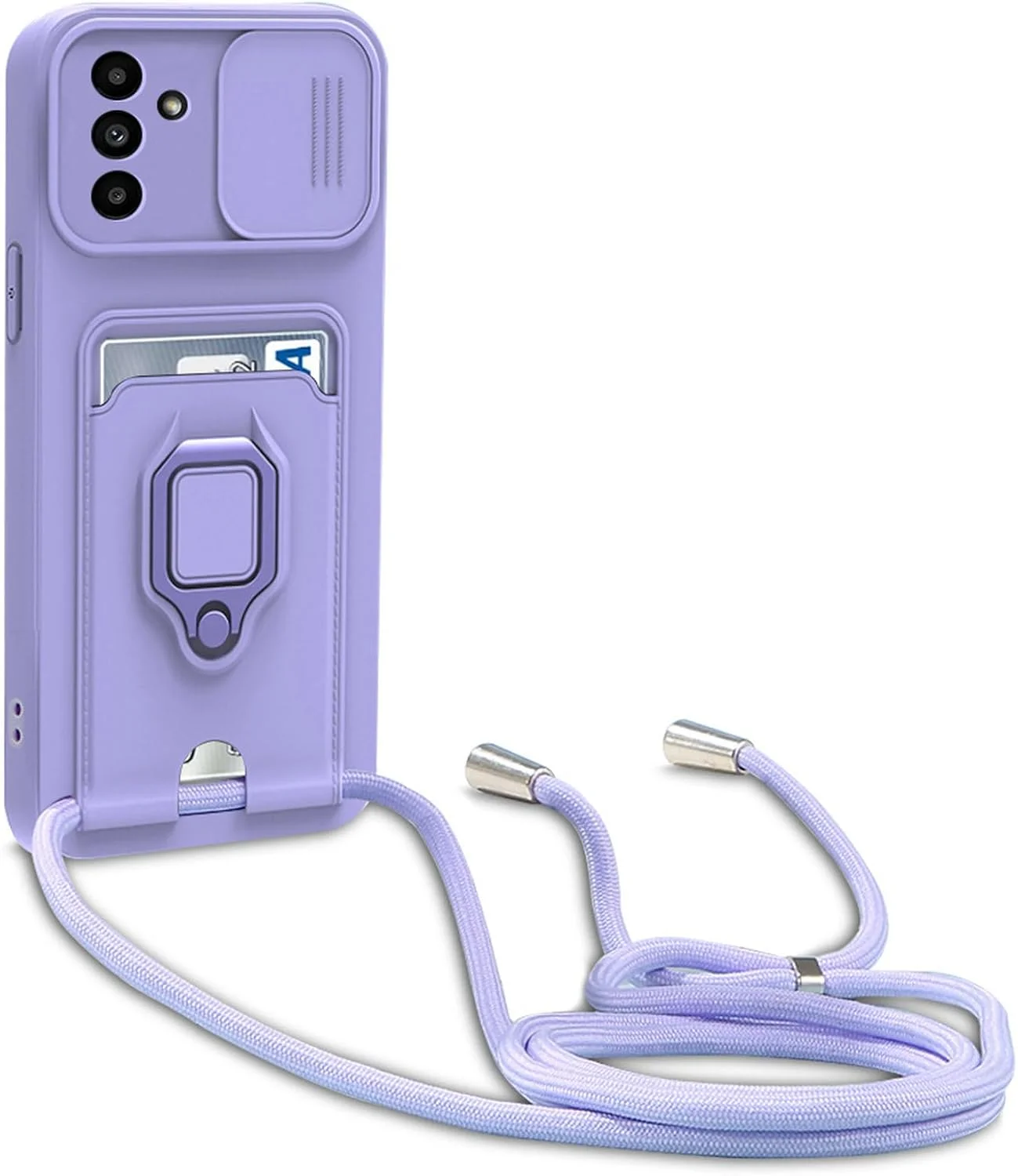 قاب گوشی موبایل یاناسو سیلیکونی با بند قابل تنظیم و محافظ کشویی دوربین و حلقه فلزی نگهدارنده بنفش برای گوشی سامسونگ گلکسی S24 پلاس قاب گوشی موبایل یاناسو سیلیکونی با بند قابل تنظیم و محافظ کشویی دوربین و حلقه فلزی نگهدارنده بنفش برای گوشی سامسونگ گلکسی S24 پلاس