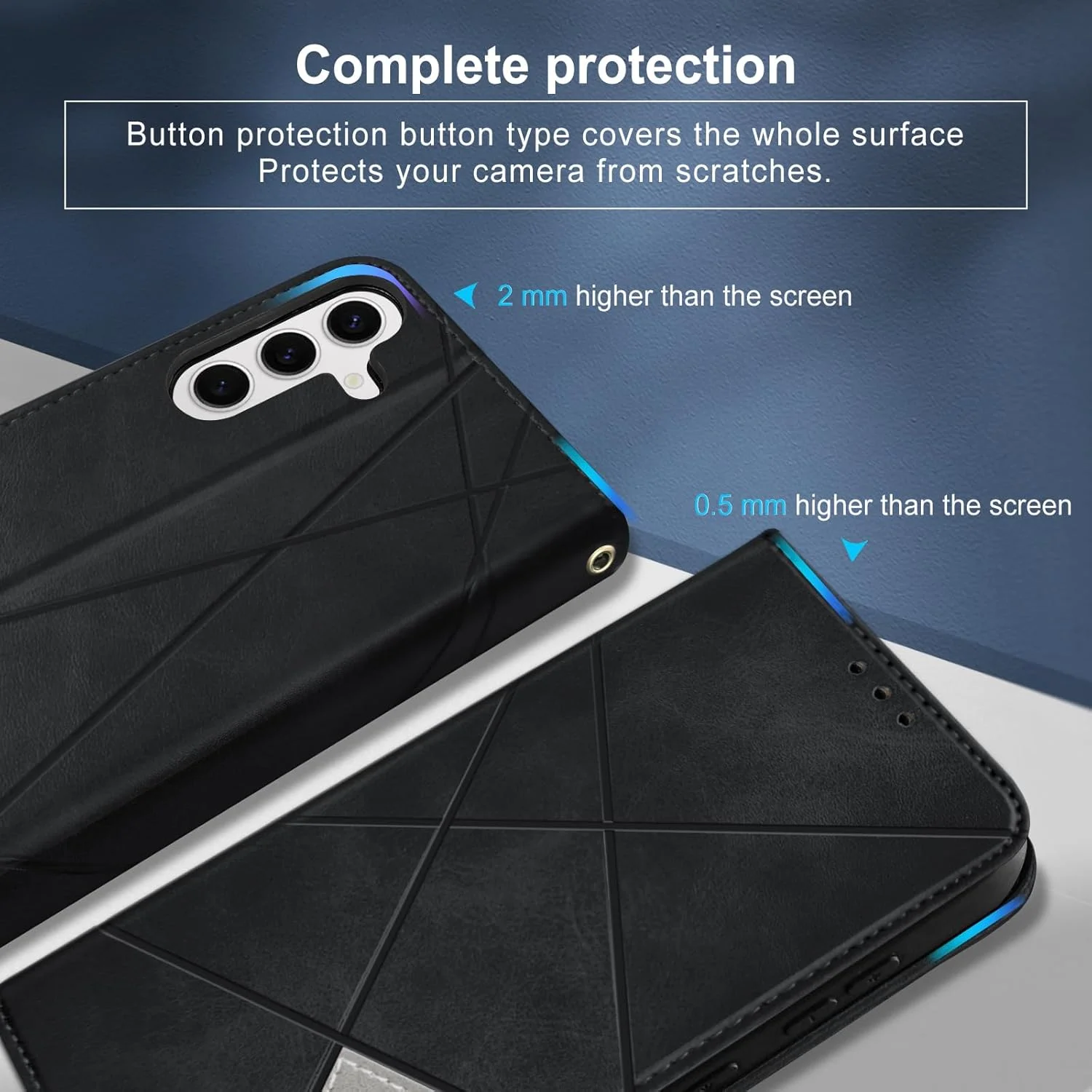 کیف پول چرمی پریمیوم گوشی سامسونگ گلکسی S25، دارای 2 جای کارت، پوشش ضد ضربه تاشو با پایه نگهدارنده و جذب مغناطیسی مخفی - مشکی