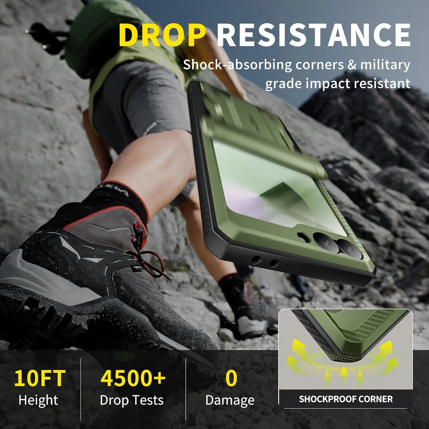 قاب محافظ گوشی TONGATE برای Z Flip 6 با پایه و گیره کمربند، [محافظت از لولا] [محافظ صفحه نمایش داخلی] قاب گوشی ضد ضربه با درجه نظامی برای Samsung Galaxy Z Flip 6 5G 2024، سبز