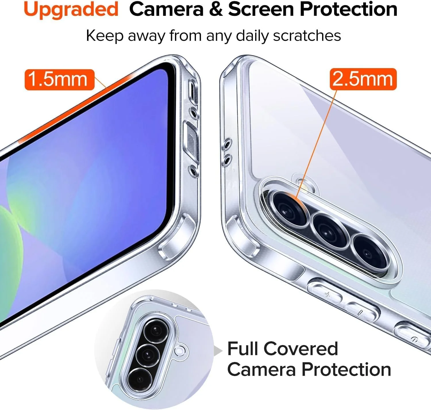 قاب محافظ گوشی سامسونگ گلکسی A36، بامپر TPU + صفحه سخت PC شفاف، محافظت ضد ضربه، ضد زردی، باریک و محافظ (شفاف)