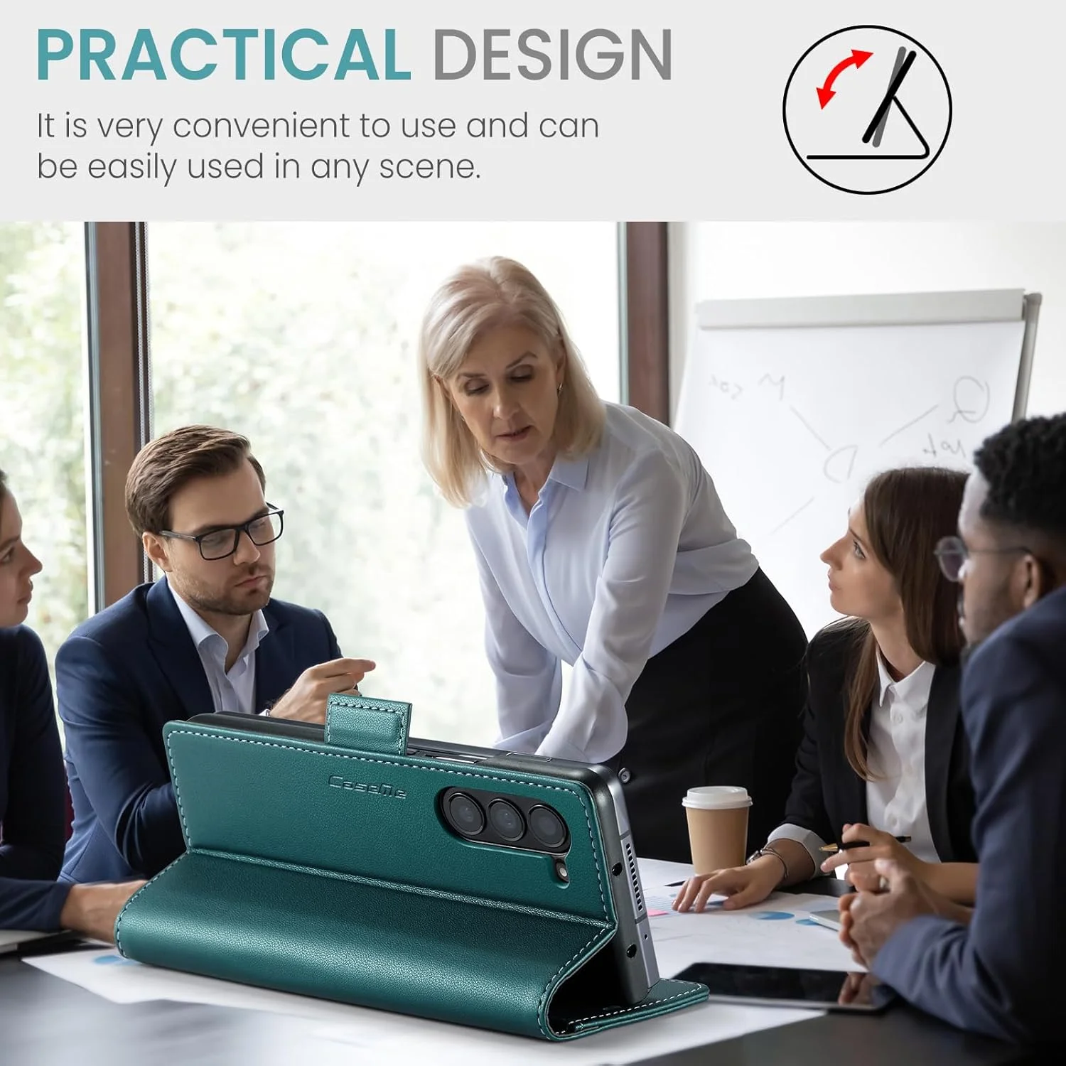 کاور گوشی ELEPIK برای گلکسی زد فولد 7 با جای کارت، پایه نگهدارنده [3 جای کارت + 1 جای پول نقد] [چرم PU بادوام] کاور کیف پول مغناطیسی برای گوشی سامسونگ گلکسی زد فولد 7، سبز شیک