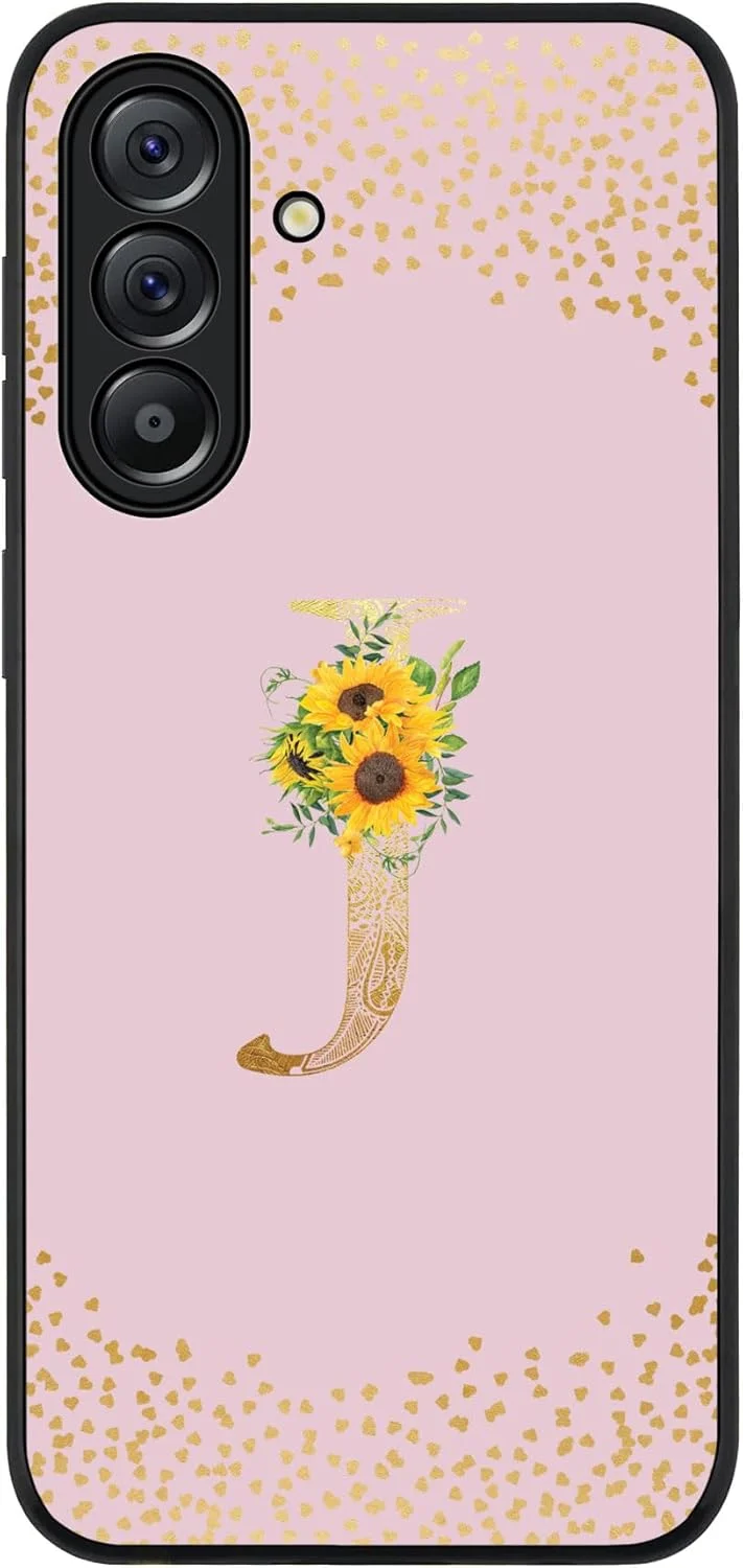 قاب محافظ گوشی سامسونگ گلکسی آ 56 5G، مقاوم، باریک، محافظ دوربین، ضد ضربه - طرح گلدار سفارشی - حرف J (صورتی)