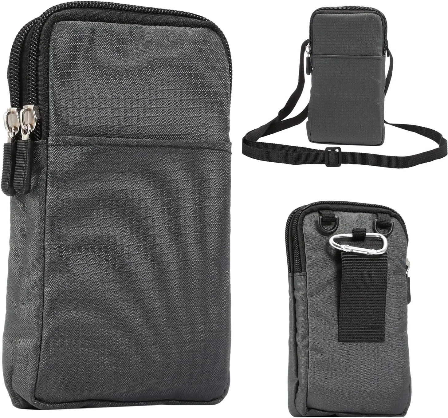 کیف کمری موبایل مناسب برای گوشی های گلکسی S24 Ultra S23 Ultra S22 Ultra 5G Note 20 Ultra 5G Note 10+ Plus 5G، کیف دوشی ممتاز، کیف کمری موبایل با گیره کمربند برای آقایان و بانوان، خاکستری تیره