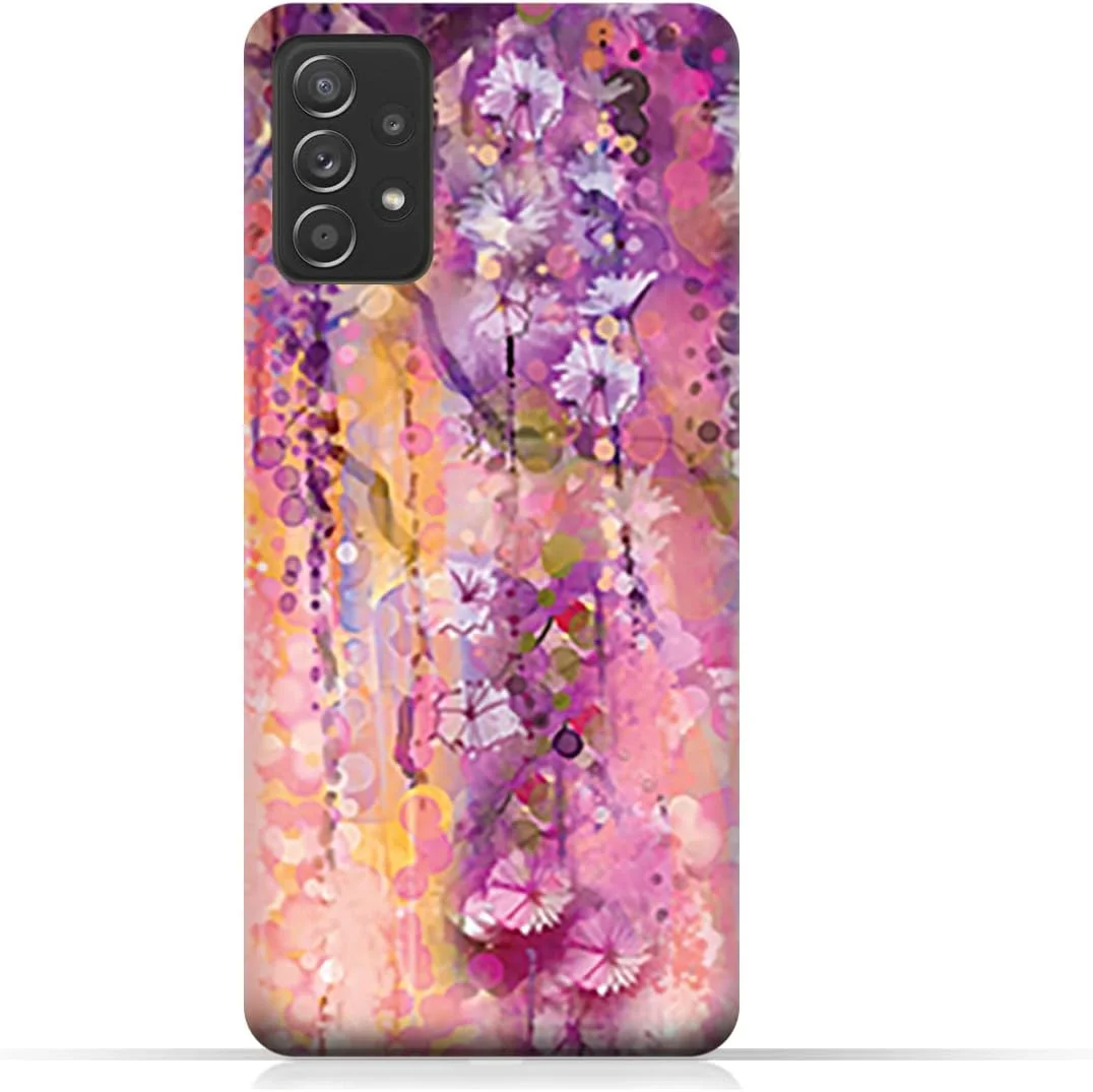 کاور محافظ گوشی سامسونگ گلکسی A52s 5G ای ام سی دیزاین، طرح گل های بنفش