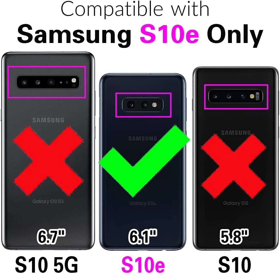 کاور گوشی آسویش برای سامسونگ گلکسی S10e با محافظ صفحه نمایش و جا کارتی، محافظت کامل از بدنه، ضد ضربه، لوازم جانبی گوشی، مناسب برای خانم ها و آقایان - مشکی