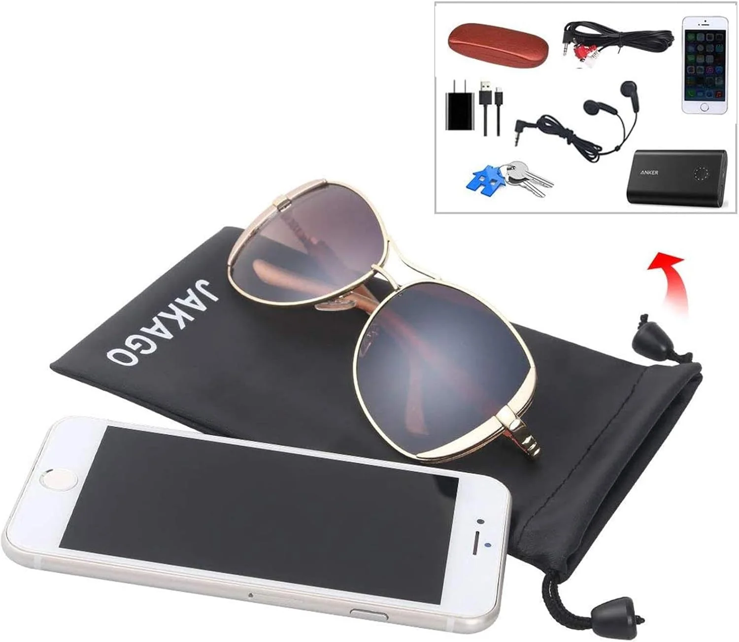 JAKAGO 2 عدد کیف پارچه ای جهانی جوراب تلفن کیف ضد آب قابل حمل برای عینک، هدفون، پاوربانک و همه تلفن های همراه زیر 5.5 اینچ مانند آیفون سامسونگ هواوی ال جی سونی (11x18 سانتی متر)