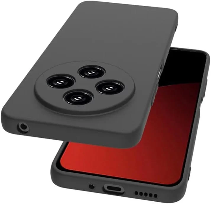 کاور مشکی باریک و نرم TPU برای شیائومی ردمی 14C / 14R / پوکو C75، کاور سیلیکونی انعطاف پذیر مات، محصول Emodil (مشکی)