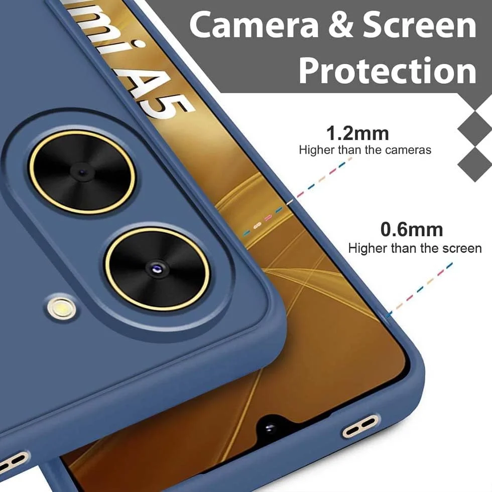 قاب محافظ سیلیکونی نرم ژله ای با ضربه گیر، پوشش لاستیکی باریک و سبک با آستر میکروفیبر مقاوم در برابر خراش و ضد لغزش، مقاوم در برابر ضربه، طراحی شده برای گوشی شیائومی Redmi A5 4G (آبی)