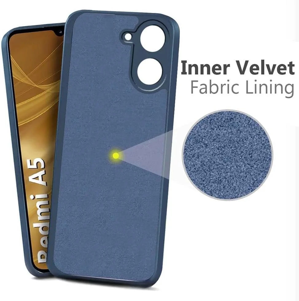 قاب محافظ سیلیکونی نرم ژله ای با ضربه گیر، پوشش لاستیکی باریک و سبک با آستر میکروفیبر مقاوم در برابر خراش و ضد لغزش، مقاوم در برابر ضربه، طراحی شده برای گوشی شیائومی Redmi A5 4G (آبی)