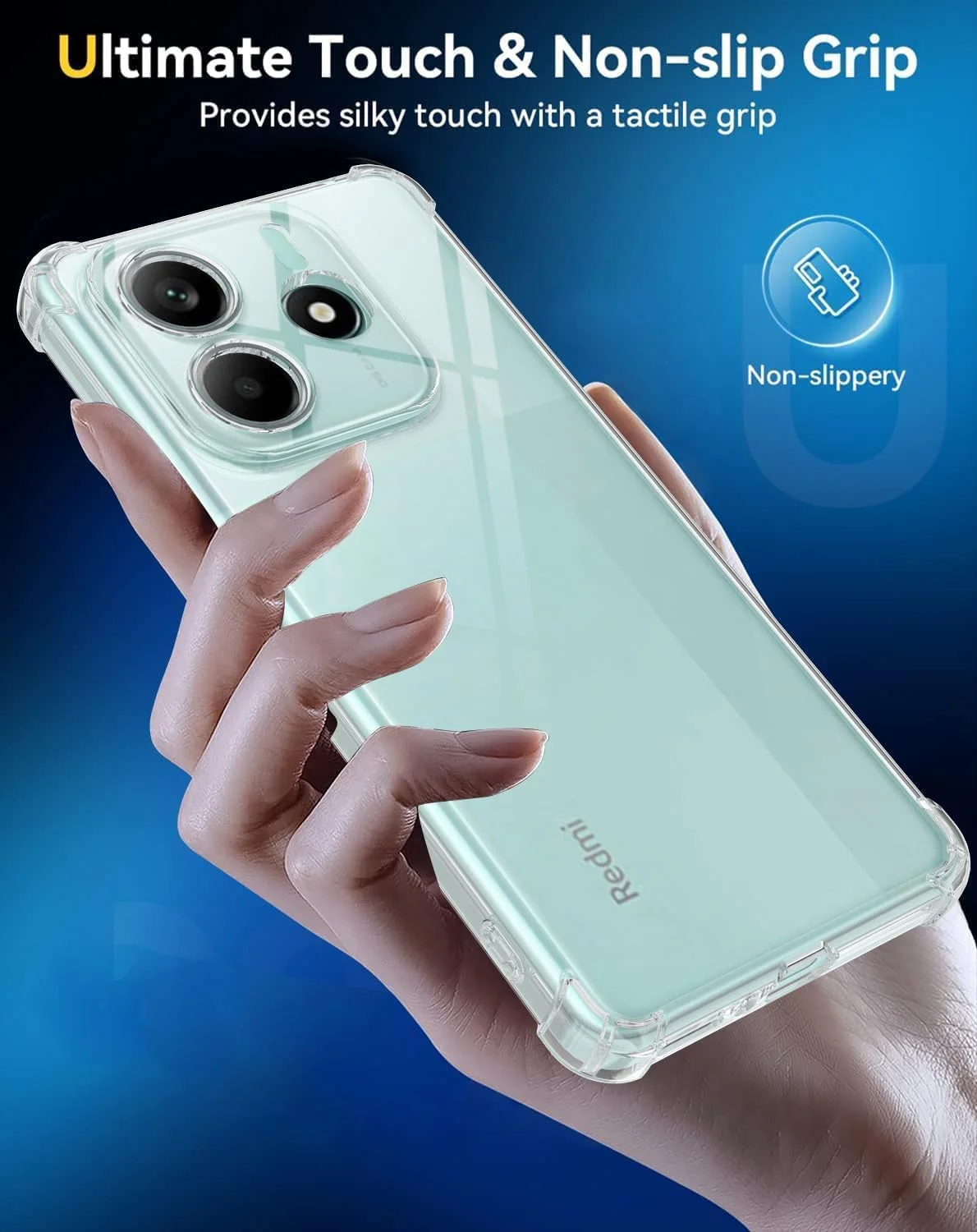 کاور سیلیکونی شفاف برای گوشی شیائومی ردمی نوت 14 4G با گوشه های محافظ ضد ضربه، کاور محافظ نازک و شفاف نرم، کاور موبایل TPU انعطاف پذیر و شفاف، کاور ضد خش