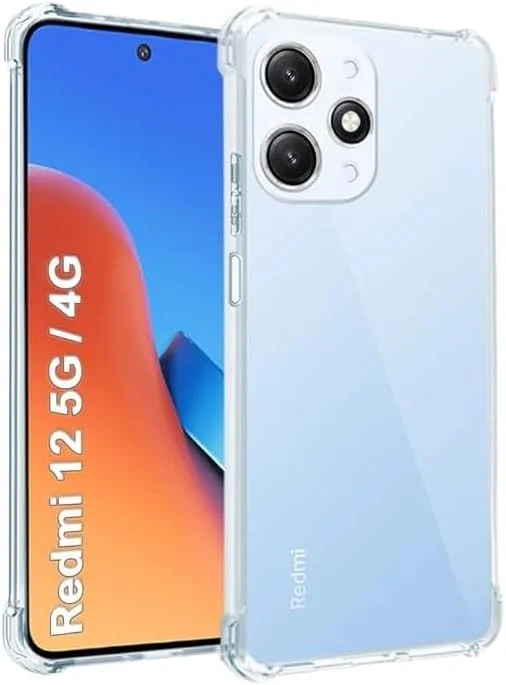 کاور محافظ گوشی ردمی 12 5G، کاور شفاف گوشی ردمی 12 4G، گوشه های تقویت شده، مقاوم در برابر خراش، جنس TPU سیلیکون نرم، محافظ برای شیائومی ردمی 12 2023 (شفاف)