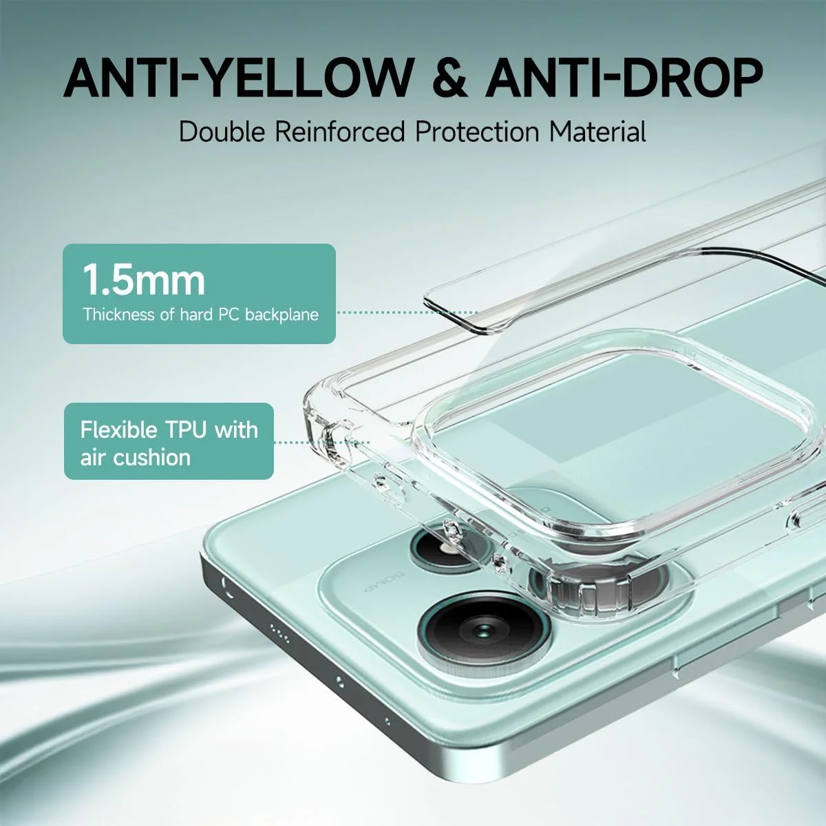 کاور محافظ شفاف هیبریدی T Tersely سازگار با شیائومی ردمی نوت 14 - فناوری TPU + پلی کربنات، ضد زردی، کاور محافظ، ضربه گیر ضد ضربه کاور محافظ شفاف هیبریدی T Tersely سازگار با شیائومی ردمی نوت 14 - فناوری TPU + پلی کربنات، ضد زردی، کاور محافظ، ضربه گیر ضد ضربه