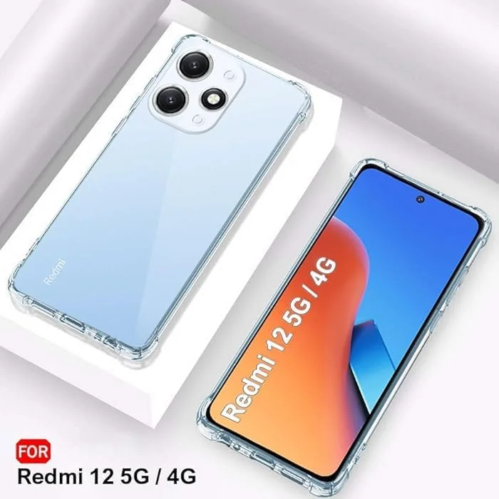 کاور محافظ گوشی ردمی 12 5G، کاور شفاف گوشی ردمی 12 4G، گوشه های تقویت شده، مقاوم در برابر خراش، جنس TPU سیلیکون نرم، محافظ برای شیائومی ردمی 12 2023 (شفاف)