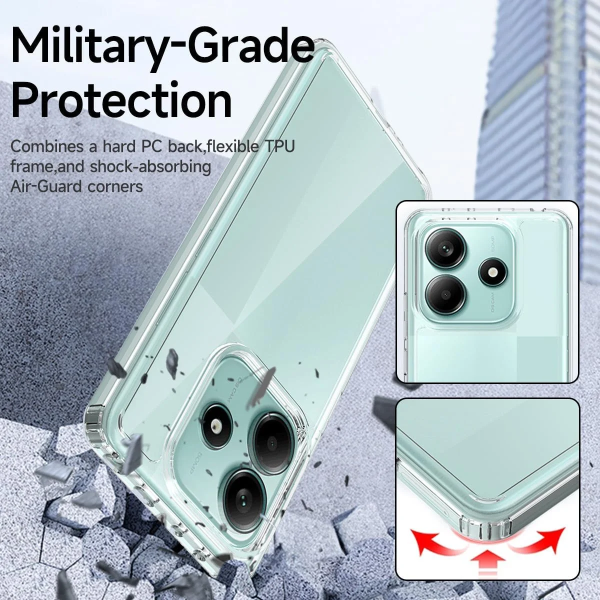 کاور محافظ شفاف هیبریدی T Tersely سازگار با شیائومی ردمی نوت 14 - فناوری TPU + پلی کربنات، ضد زردی، کاور محافظ، ضربه گیر ضد ضربه کاور محافظ شفاف هیبریدی T Tersely سازگار با شیائومی ردمی نوت 14 - فناوری TPU + پلی کربنات، ضد زردی، کاور محافظ، ضربه گیر ضد ضربه