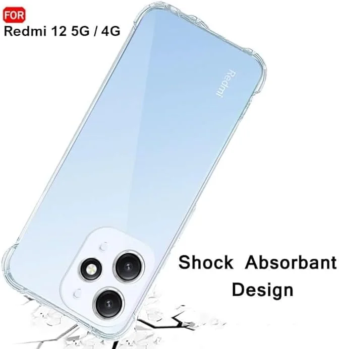 کاور محافظ گوشی ردمی 12 5G، کاور شفاف گوشی ردمی 12 4G، گوشه های تقویت شده، مقاوم در برابر خراش، جنس TPU سیلیکون نرم، محافظ برای شیائومی ردمی 12 2023 (شفاف)