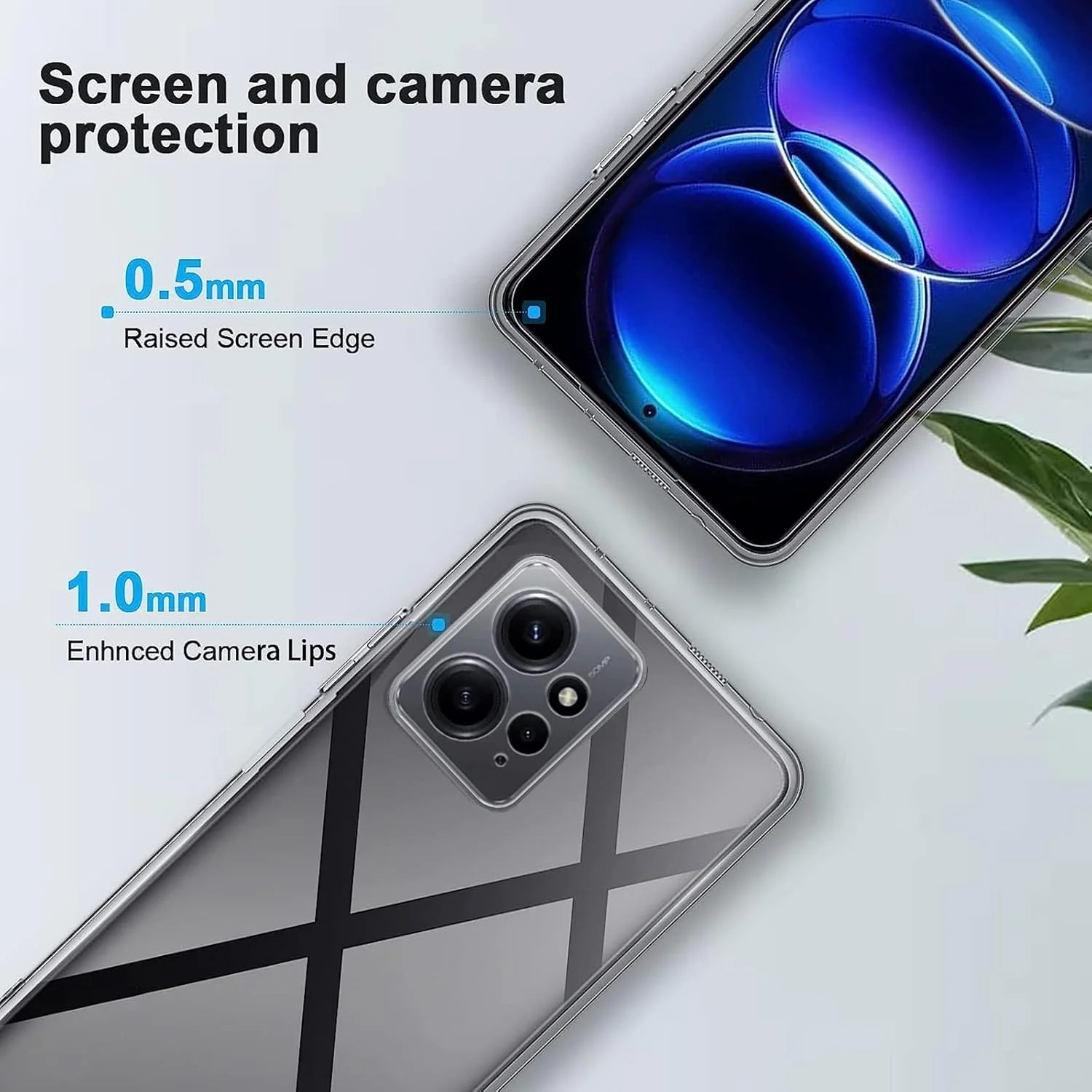 کاور محافظ شفاف گوشی شیائومی ردمی نوت 12، قاب پشتی محافظ شفاف برای شیائومی ردمی نوت 12 با اندازه 6.67 اینچ