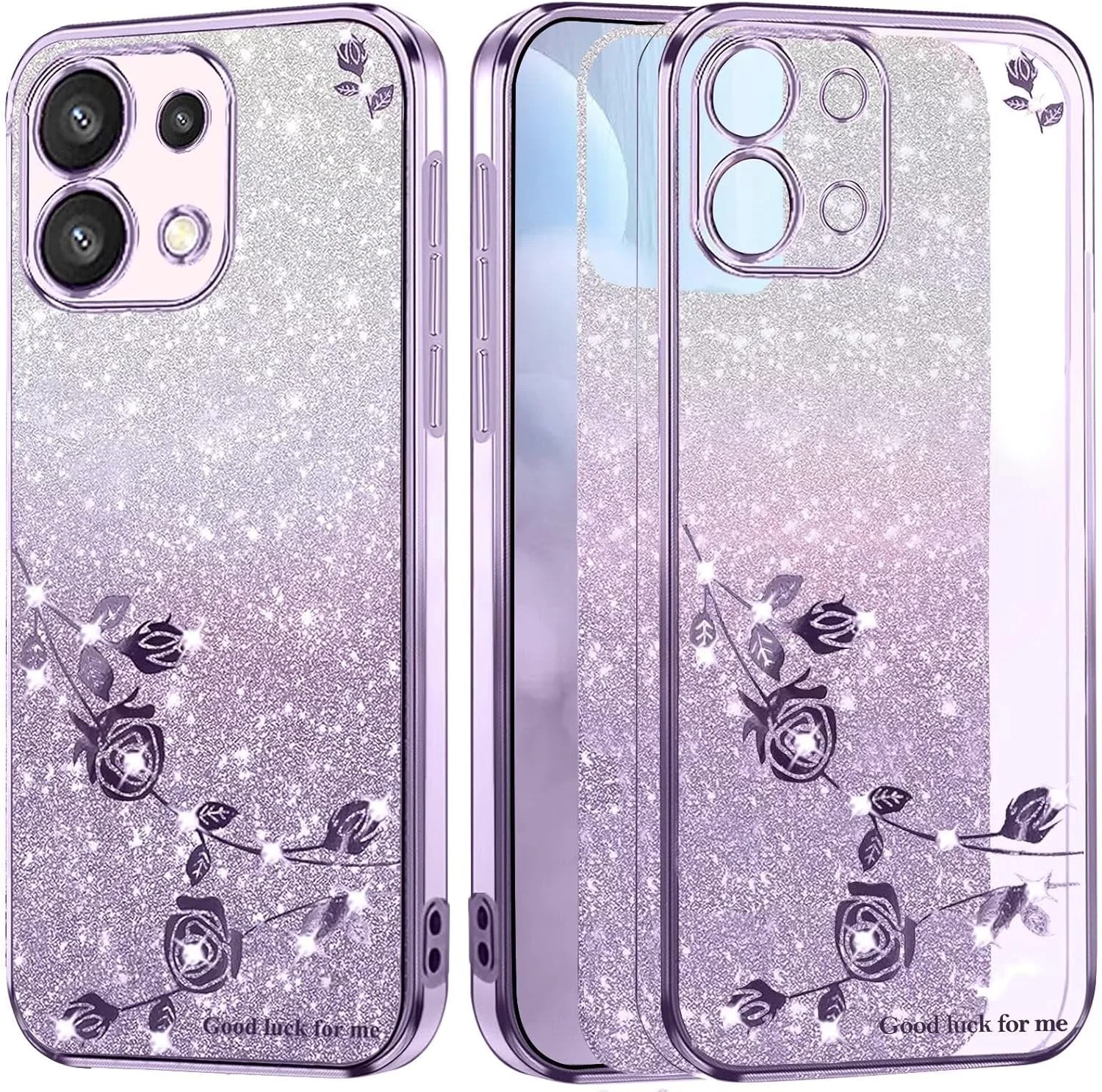 قاب محافظ شفاف طرح گل BEENTRYS برای شیائومی ردمی نوت ۱۳ ۴G، کاور محافظ اکلیلی شفاف دخترانه زنانه، کاور ضربه گیر TPU مقاوم در برابر ضربه برای شیائومی ردمی نوت ۱۳ ۴G - بنفش