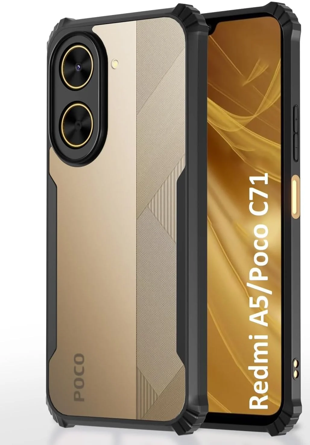 قاب محافظ گوشی ردمی A5، ضد ضربه، پشت شفاف، محافظت 360 درجه، طراحی محافظتی، کاور پشتی شفاف ردمی A5 2025