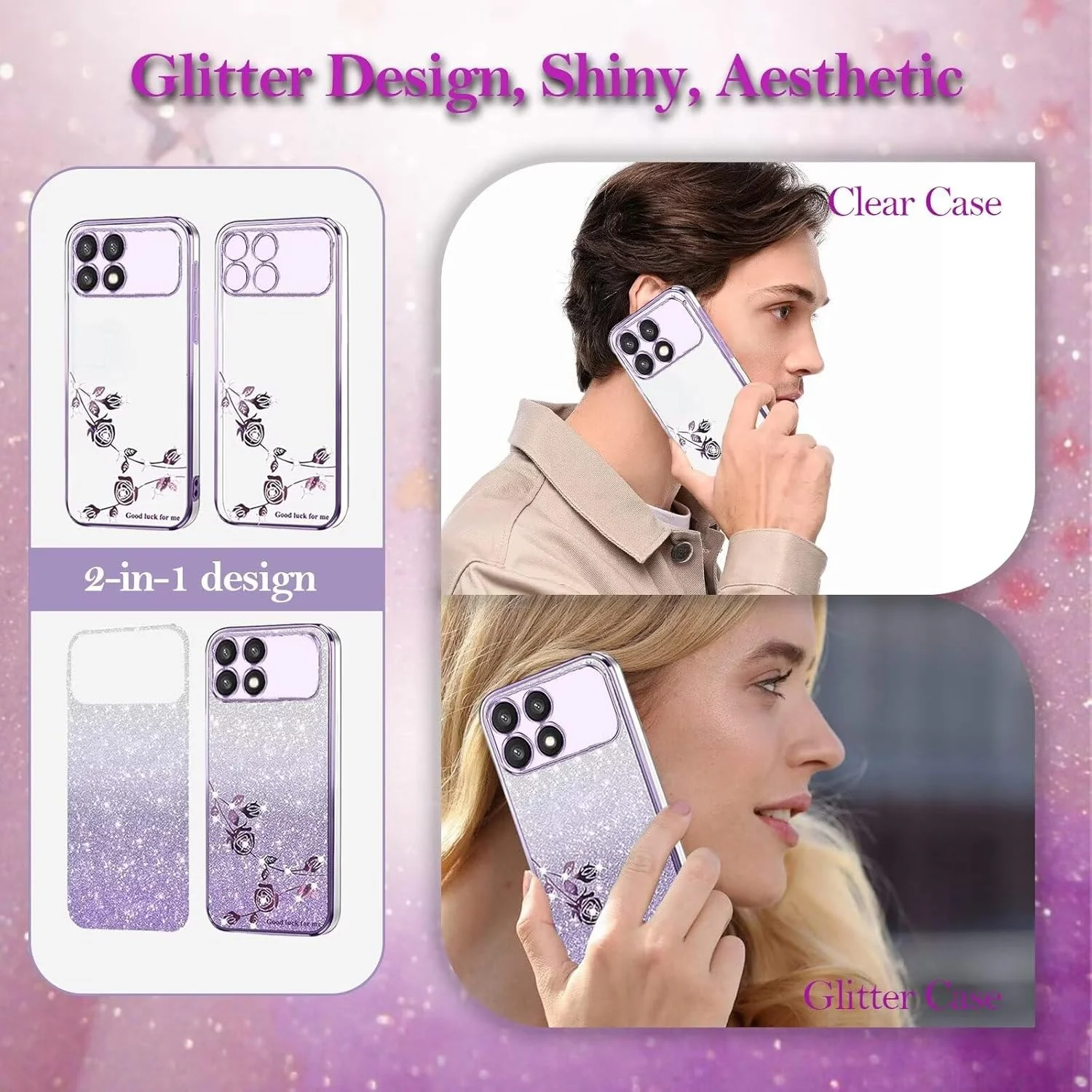 قاب محافظ شفاف طرح گل BEENTRYS برای شیائومی ردمی نوت ۱۳ ۴G، کاور محافظ اکلیلی شفاف دخترانه زنانه، کاور ضربه گیر TPU مقاوم در برابر ضربه برای شیائومی ردمی نوت ۱۳ ۴G - بنفش قاب محافظ شفاف طرح گل BEENTRYS برای شیائومی ردمی نوت ۱۳ ۴G، کاور محافظ اکلیلی شفاف دخترانه زنانه، کاور ضربه گیر TPU مقاوم در برابر ضربه برای شیائومی ردمی نوت ۱۳ ۴G - بنفش