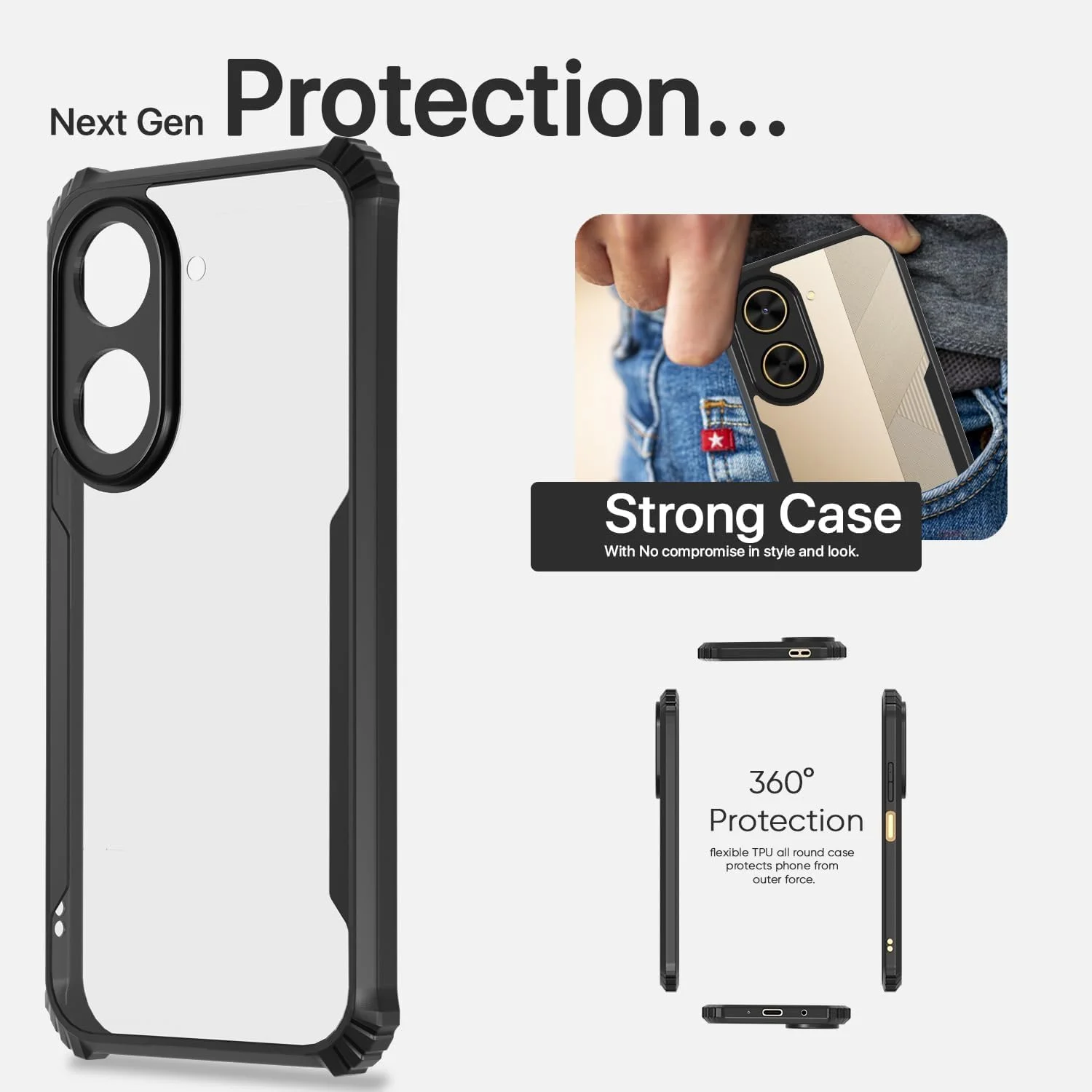 قاب محافظ گوشی ردمی A5، ضد ضربه، پشت شفاف، محافظت 360 درجه، طراحی محافظتی، کاور پشتی شفاف ردمی A5 2025 قاب محافظ گوشی ردمی A5، ضد ضربه، پشت شفاف، محافظت 360 درجه، طراحی محافظتی، کاور پشتی شفاف ردمی A5 2025