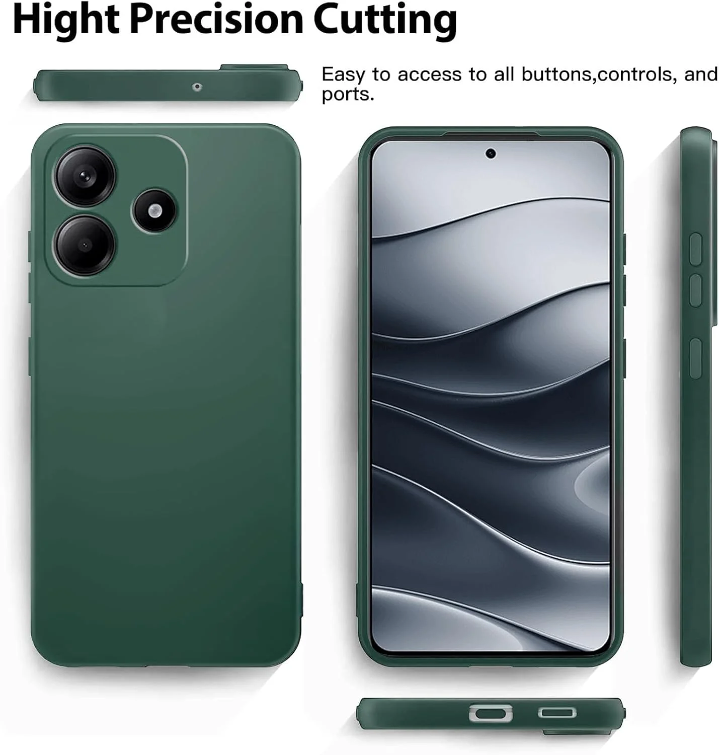 کاور سیلیکونی محافظ گوشی Maykela سازگار با گوشی شیائومی Redmi Note 14، نازک با محافظت از دوربین، دارای لایه داخلی نرم، باریک و انعطاف پذیر (مناسب برای شیائومی Redmi Note 14 - سبز)