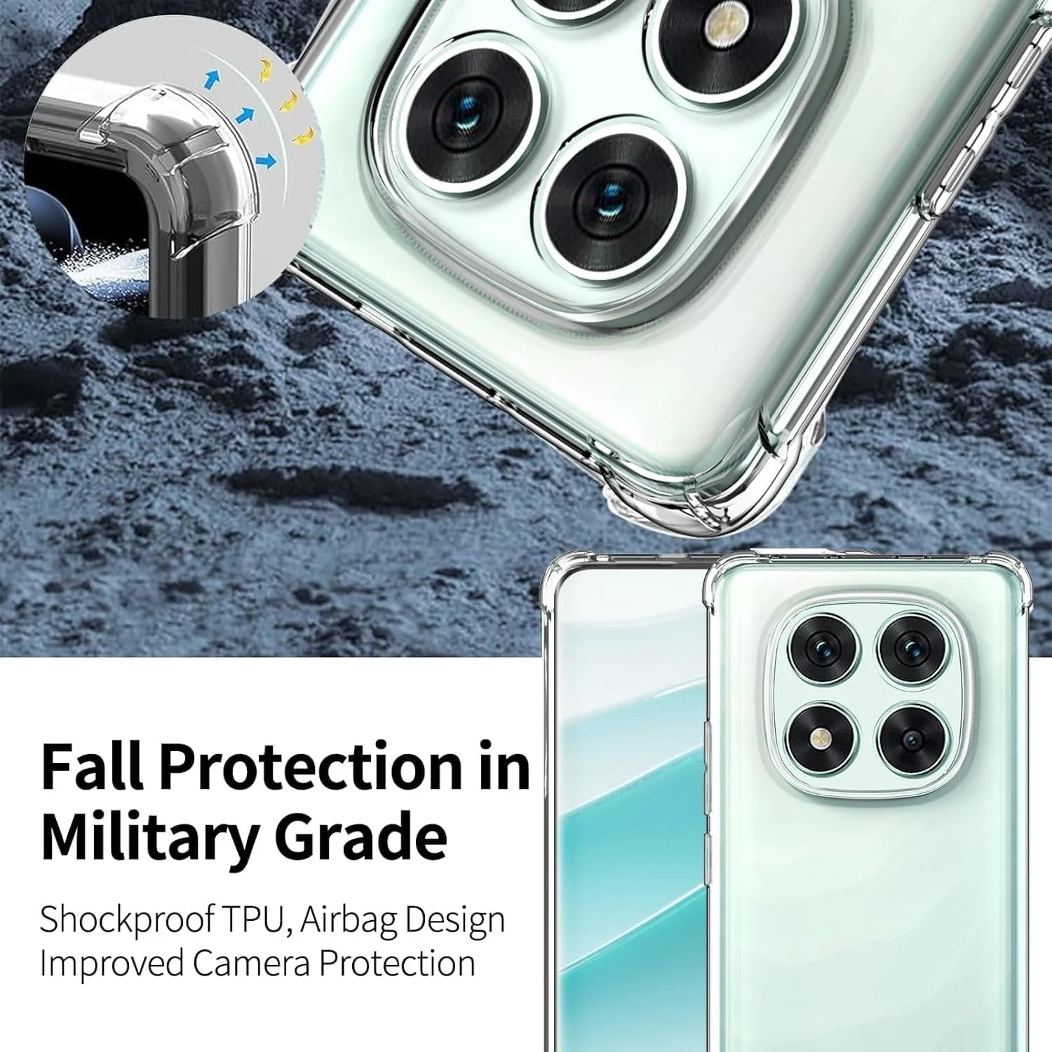 کاور محافظ ژله ای شفاف گوشی شیائومی ردمی نوت 14 پرو 5G / پوکو X7، دارای ضربه گیر و محافظ لنز دوربین