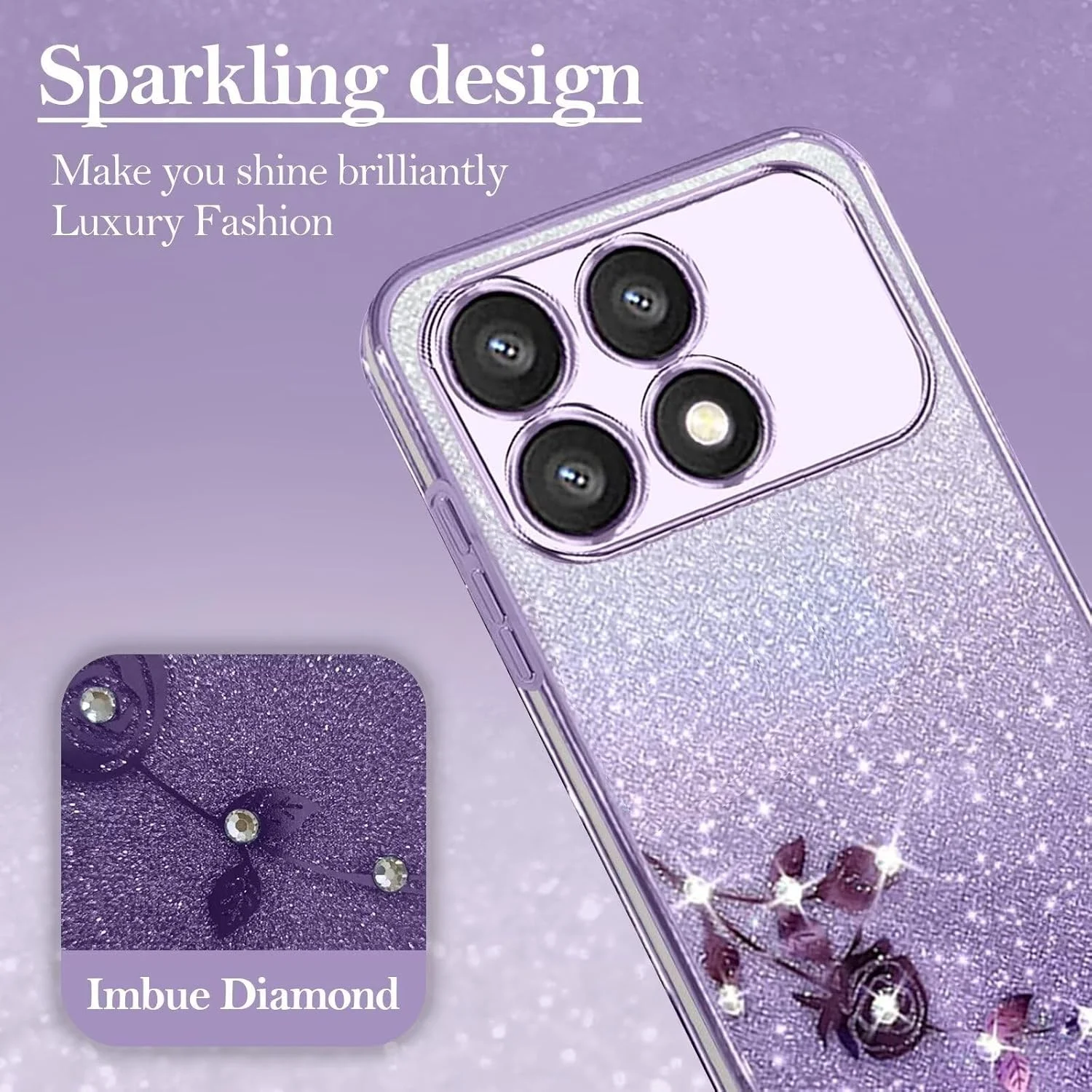 قاب محافظ شفاف طرح گل BEENTRYS برای شیائومی ردمی نوت ۱۳ ۴G، کاور محافظ اکلیلی شفاف دخترانه زنانه، کاور ضربه گیر TPU مقاوم در برابر ضربه برای شیائومی ردمی نوت ۱۳ ۴G - بنفش قاب محافظ شفاف طرح گل BEENTRYS برای شیائومی ردمی نوت ۱۳ ۴G، کاور محافظ اکلیلی شفاف دخترانه زنانه، کاور ضربه گیر TPU مقاوم در برابر ضربه برای شیائومی ردمی نوت ۱۳ ۴G - بنفش