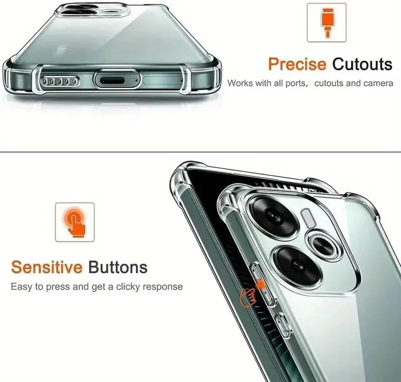 کاور محافظ ژله ای شفاف گوشی شیائومی ردمی نوت 14 5G، دارای بالشتک هوا، سیلیکونی نرم، ضد ضربه، محافظ گوشه ها، محصول Emodil (شفاف)