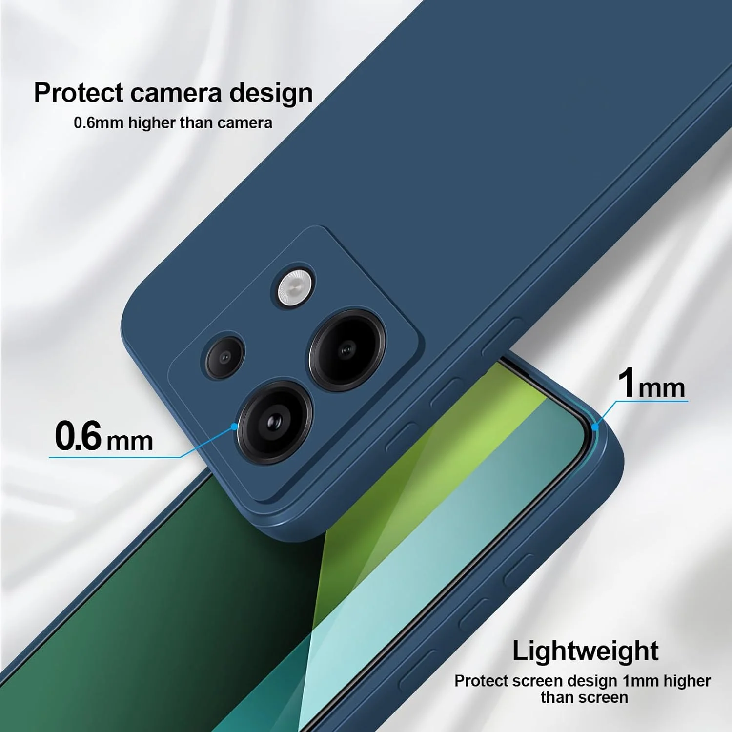 کاور محافظ سیلیکونی GiYoon سازگار با گوشی شیائومی Redmi Note 13 Pro 5G، کاور تمام بدنه نرم و لطیف، محافظت 360 درجه از دوربین، ضد ضربه با پوشش داخلی میکروفایبر (آبی)