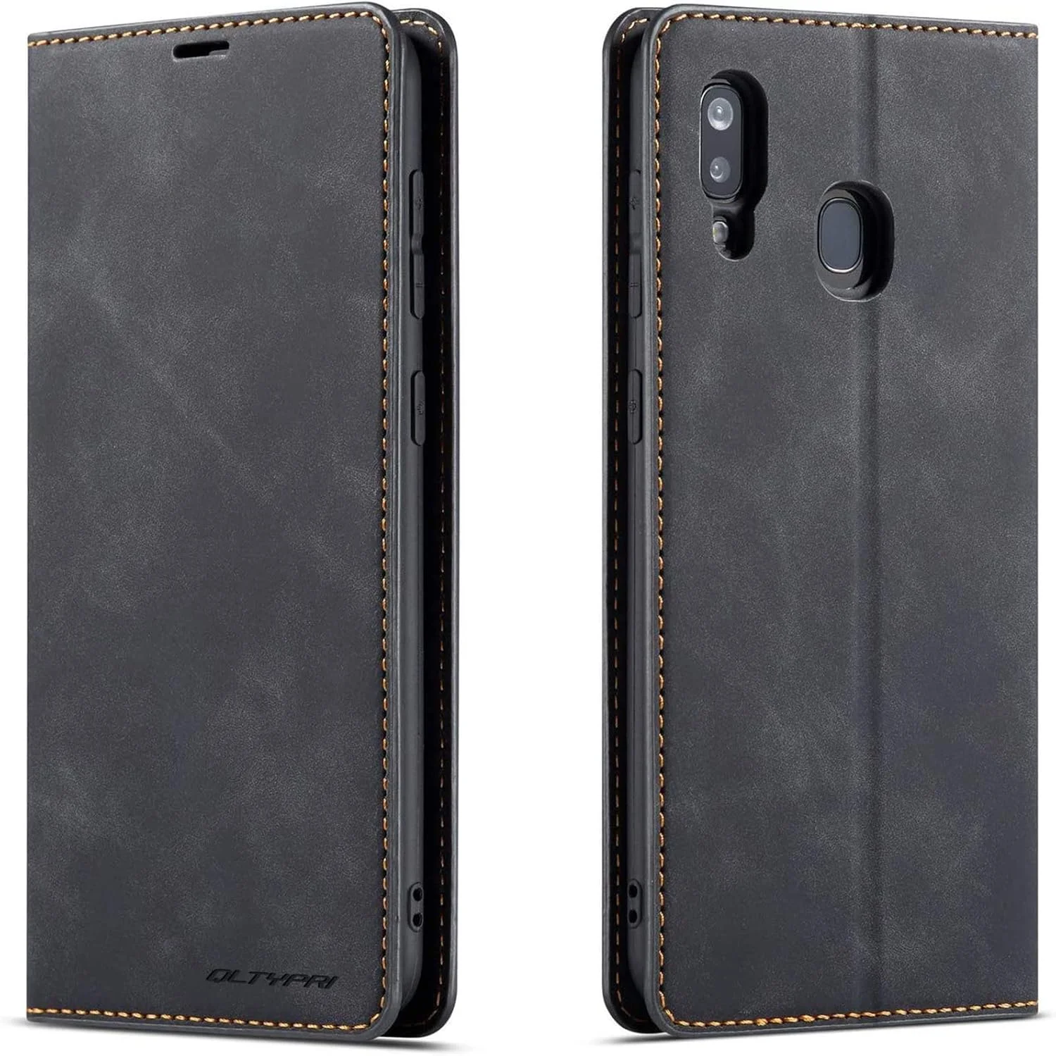 کیف محافظ گوشی سامسونگ گلکسی A40، کیف چرمی نازک با جای کارت، استند و محافظ تاشو، سازگار با سامسونگ گلکسی A40، مشکی کیف محافظ گوشی سامسونگ گلکسی A40، کیف چرمی نازک با جای کارت، استند و محافظ تاشو، سازگار با سامسونگ گلکسی A40، مشکی