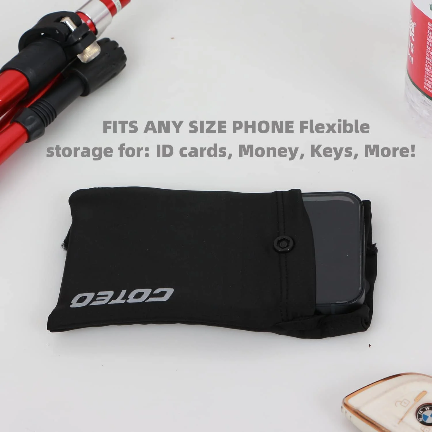 کیف مچی قابل حمل MAKINGTEC، بازوبند تلفن همراه با لوگوی بازتابنده، پارچه بافتنی ضد لغزش، بند بازویی تلفن دستکشی، برای دویدن، پیاده روی، کوهنوردی و دوچرخه سواری - مشکی