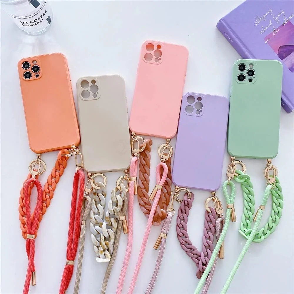 قاب گوشی آیفون 16 پرو مکس طرح مرمر کهربایی با بند گردنبندی دستبندی، بند قابل تنظیم زنجیری رودوشی، قاب گوشی مرواریدی قابل حمل (آیفون 16 پرو)